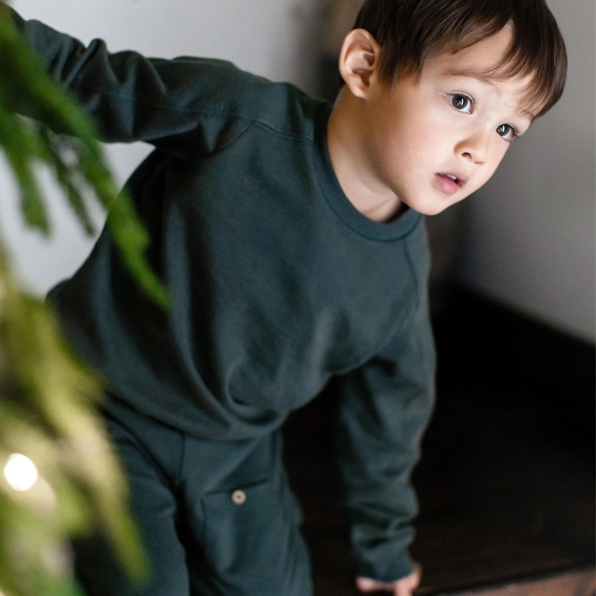 Acid Wash Sweatshirt & Pants Set - Zucchini Green - Image 5