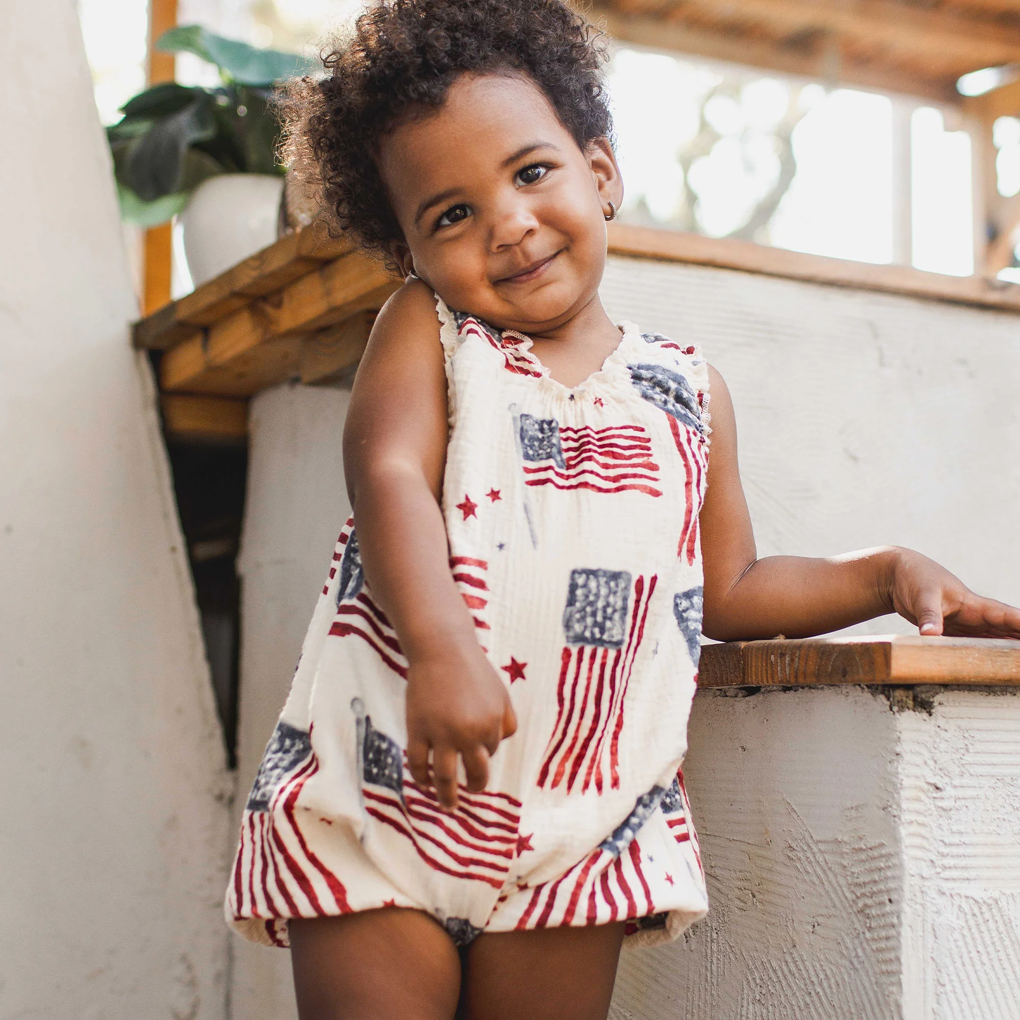 American Flag Baby Girl Bubble Romper - Image 2