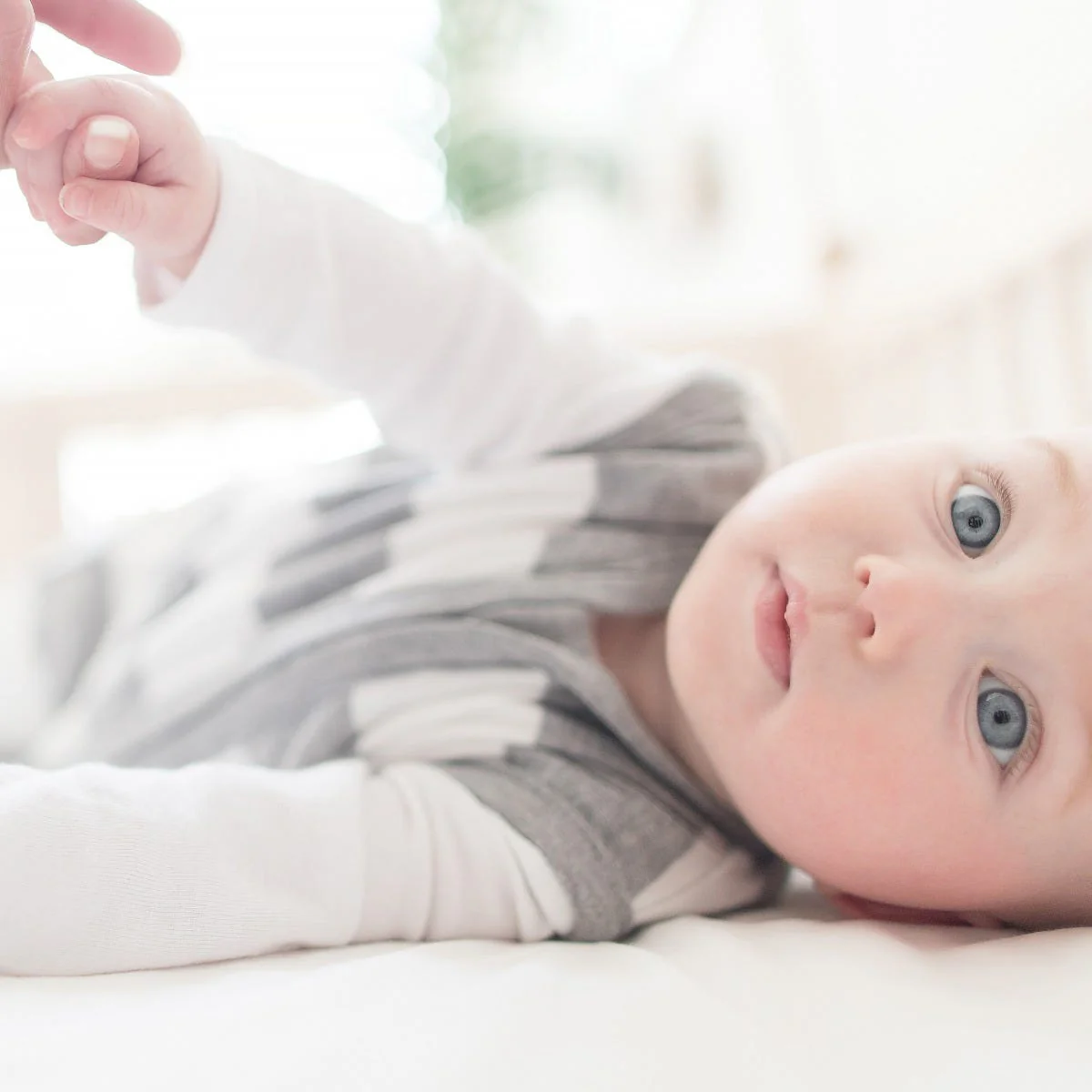 Rugby Stripe Organic Beekeeper™ Wearable Baby Blanket - Heather Grey - Image 4