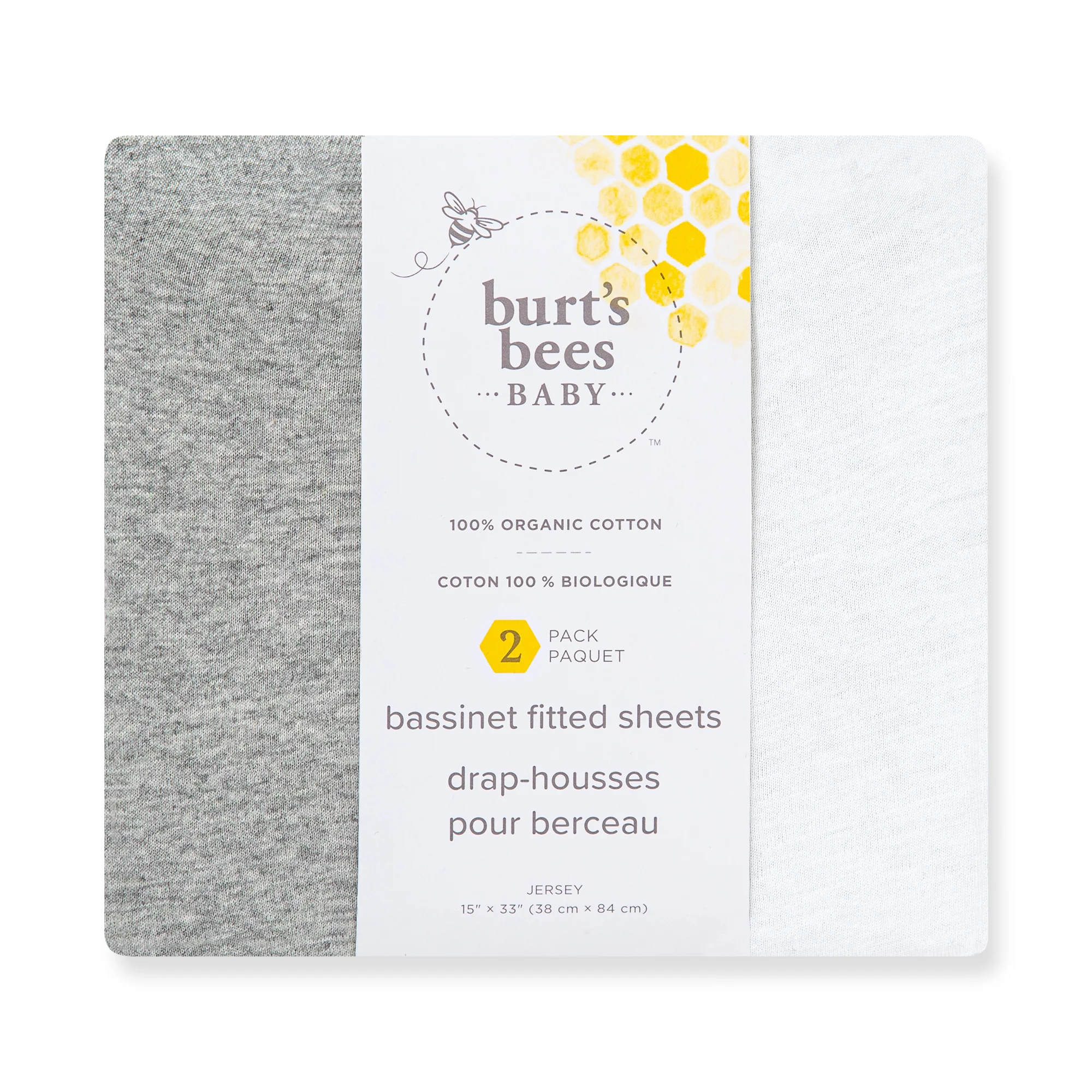 Solid Organic Cotton BEESNUG® Fitted Bassinet Sheet 2 Pack - Image 3
