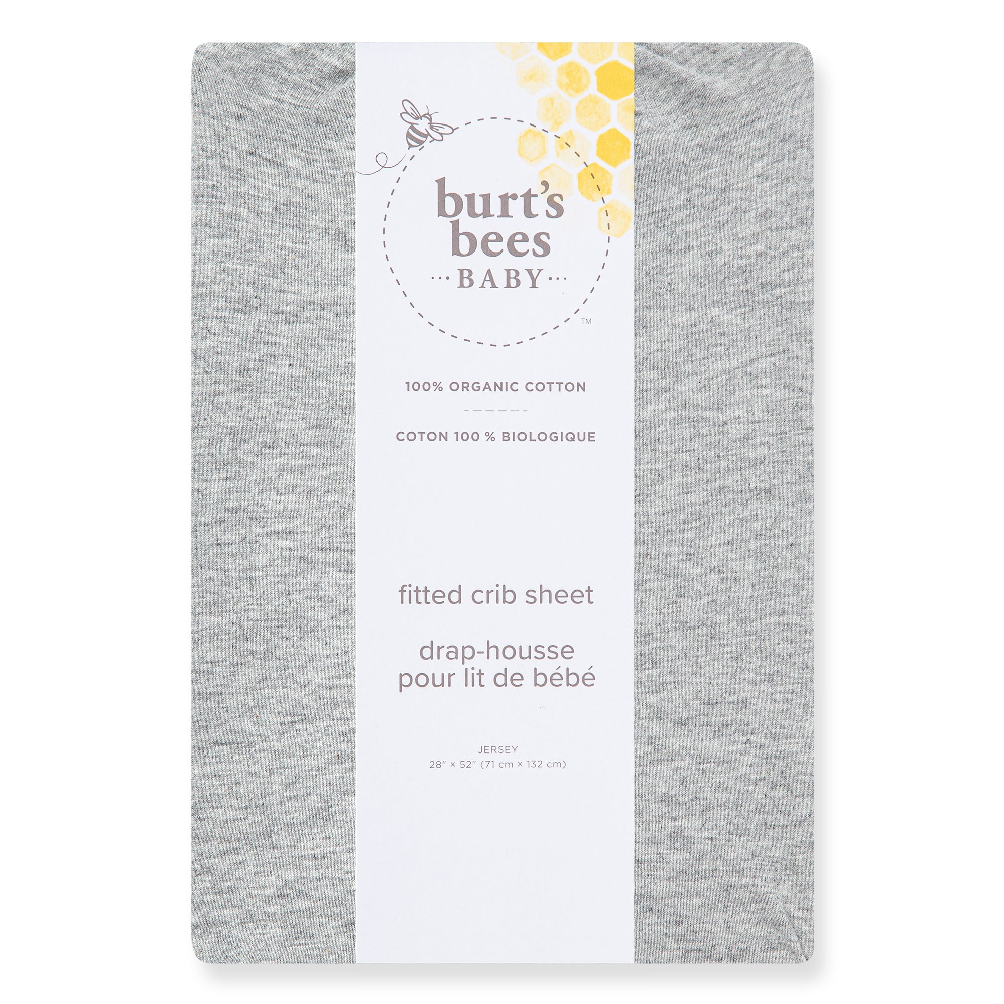 Solid Organic Cotton BEESNUG® Fitted Crib Sheet - Heather Grey - Image 3