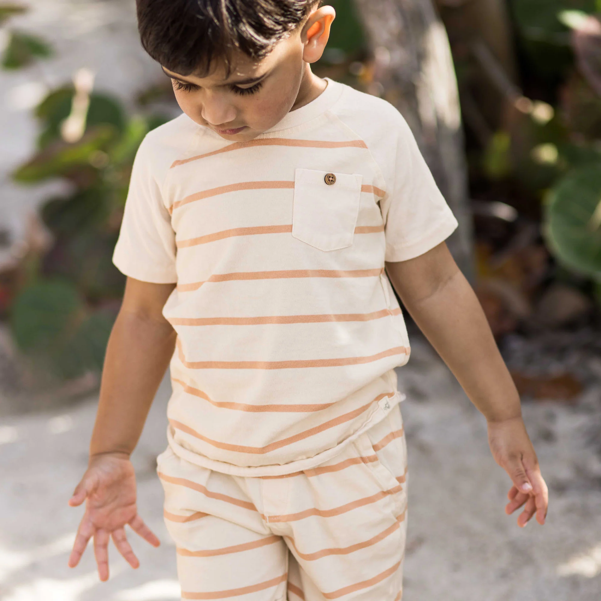 Basic Stripe Boy Tee & Shorts Set - Image 2