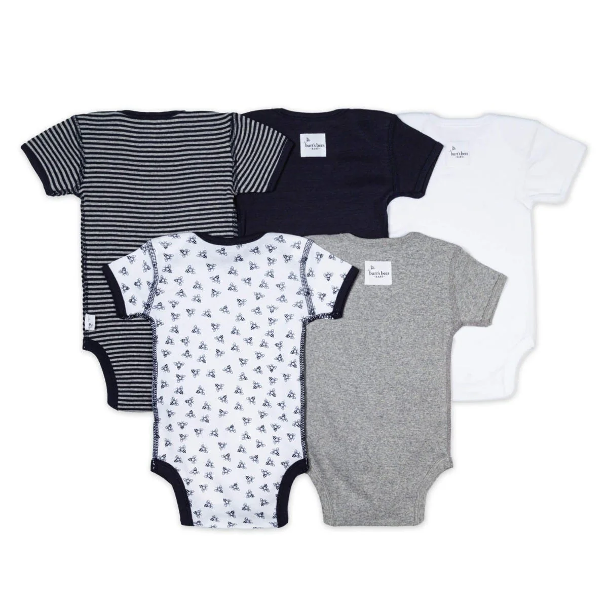 Bee Essentials Organic Short Sleeve Baby Bodysuits 5 Pack - Image 3