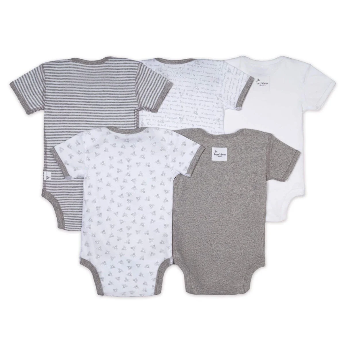 Bee Essentials Organic Short Sleeve Baby Bodysuits 5 Pack - Image 3