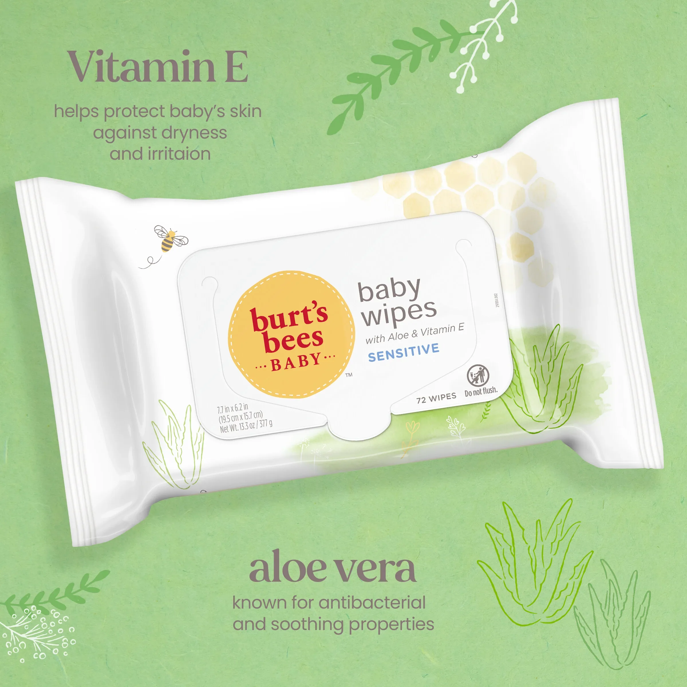 Burt’s Bees Baby Wipes, Unscented Natural Baby Wipes for Sensitive Skin - 72 Wipes - Image 4