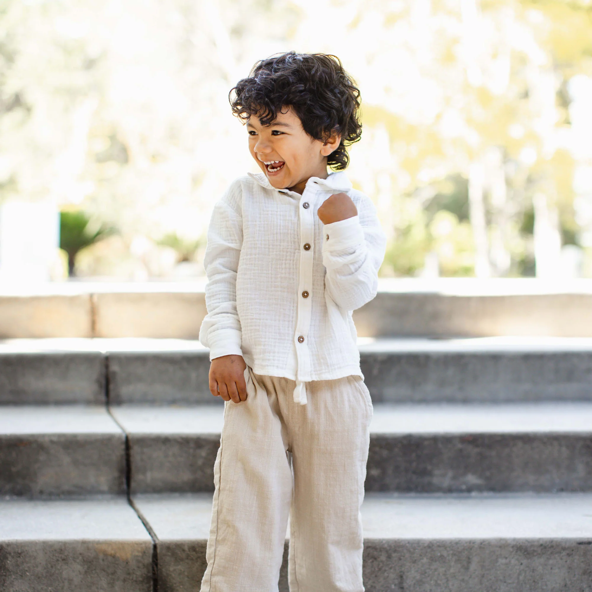 Button Down Boy Shirt & Pants Set - Image 2