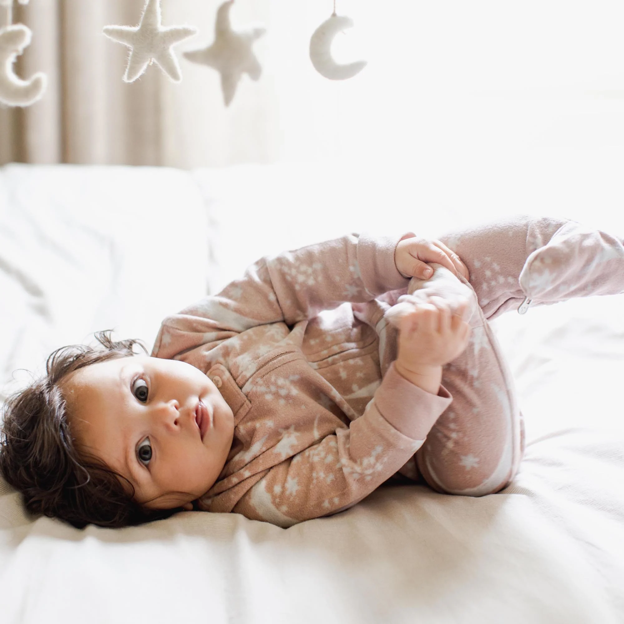 Celestial Moon polarbee™ Repreve® Microfleece Pajamas - Organic Rose - Image 6