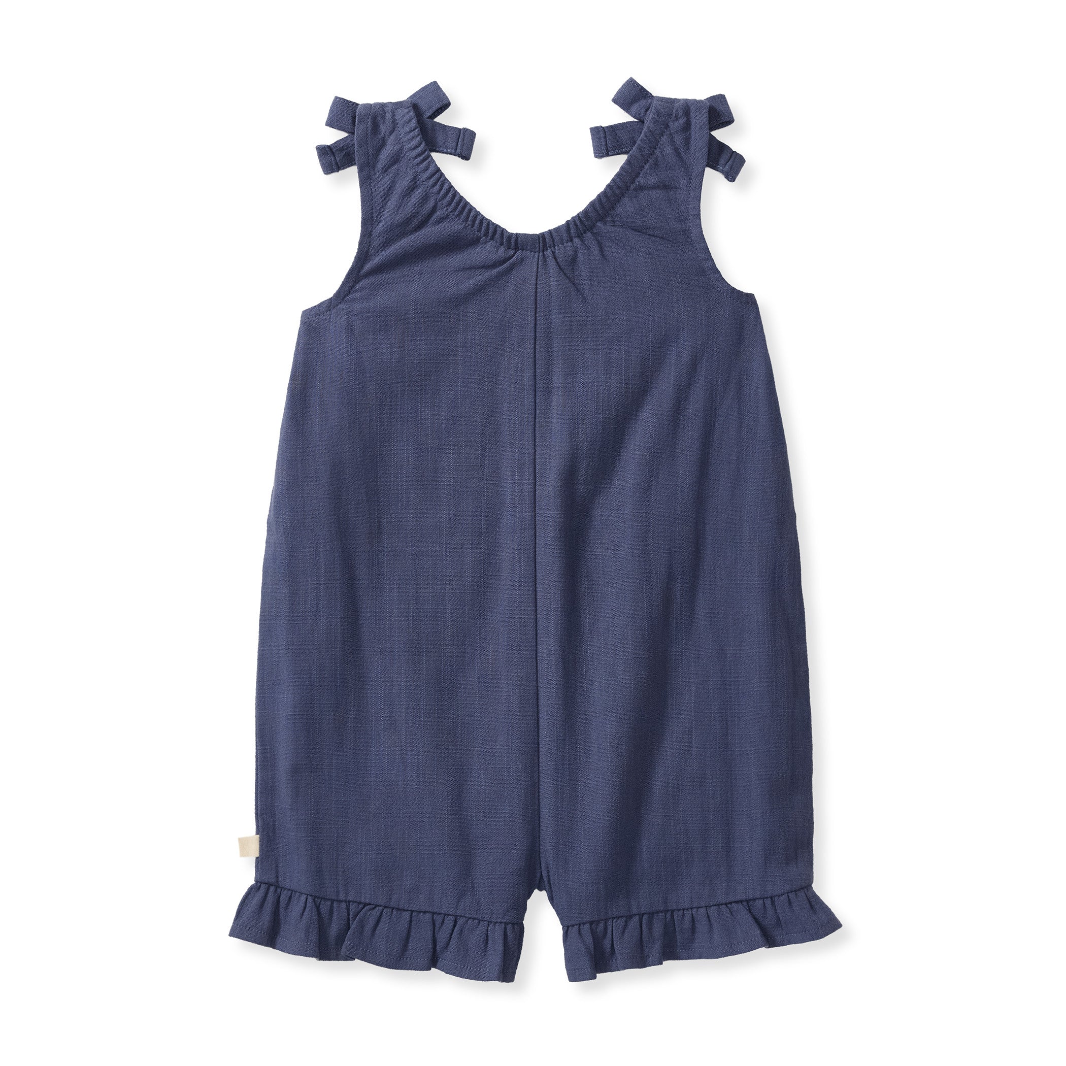 Check Gauze Blue Girl Romper - Blue Smoke - Image 3