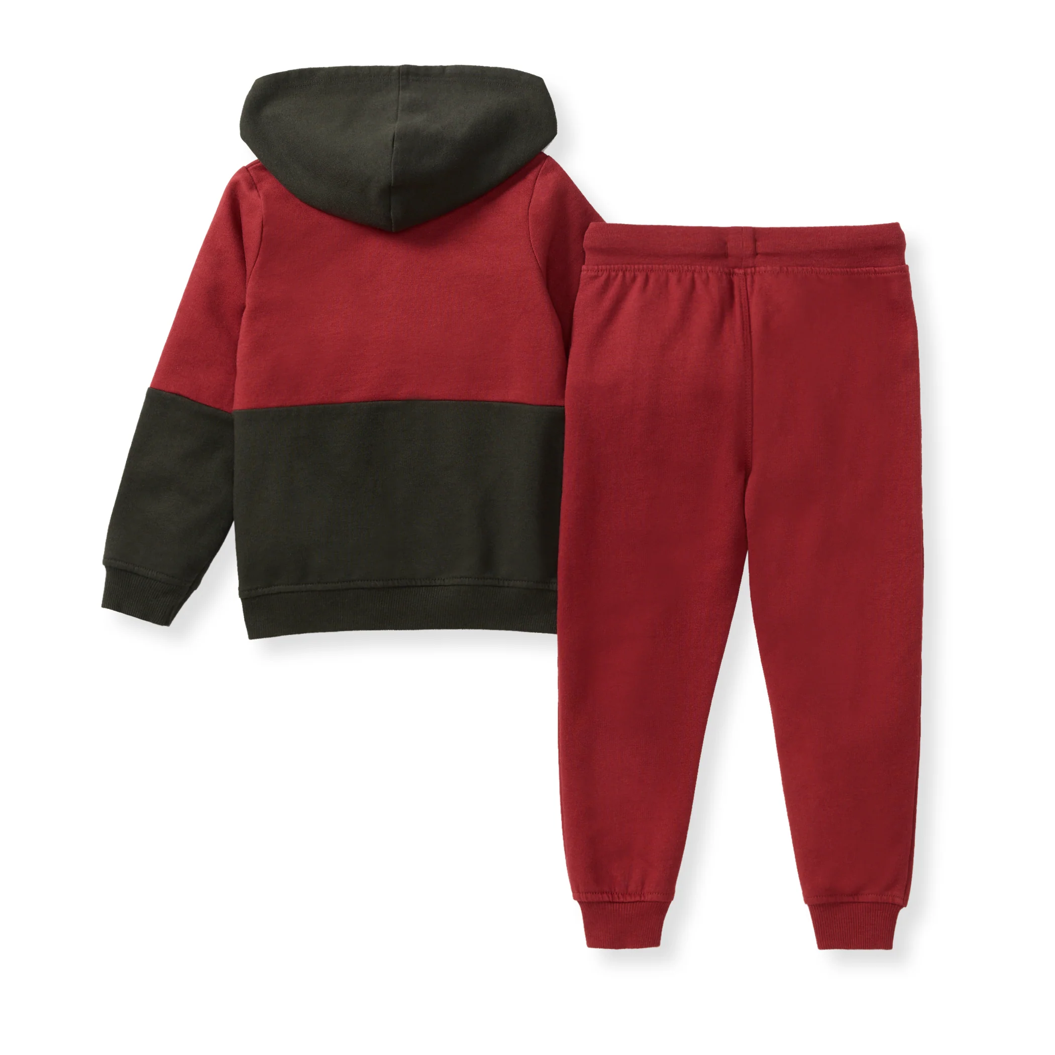 Color Blocked Sweatshirt & Pants Set - Brick Red - Image 3