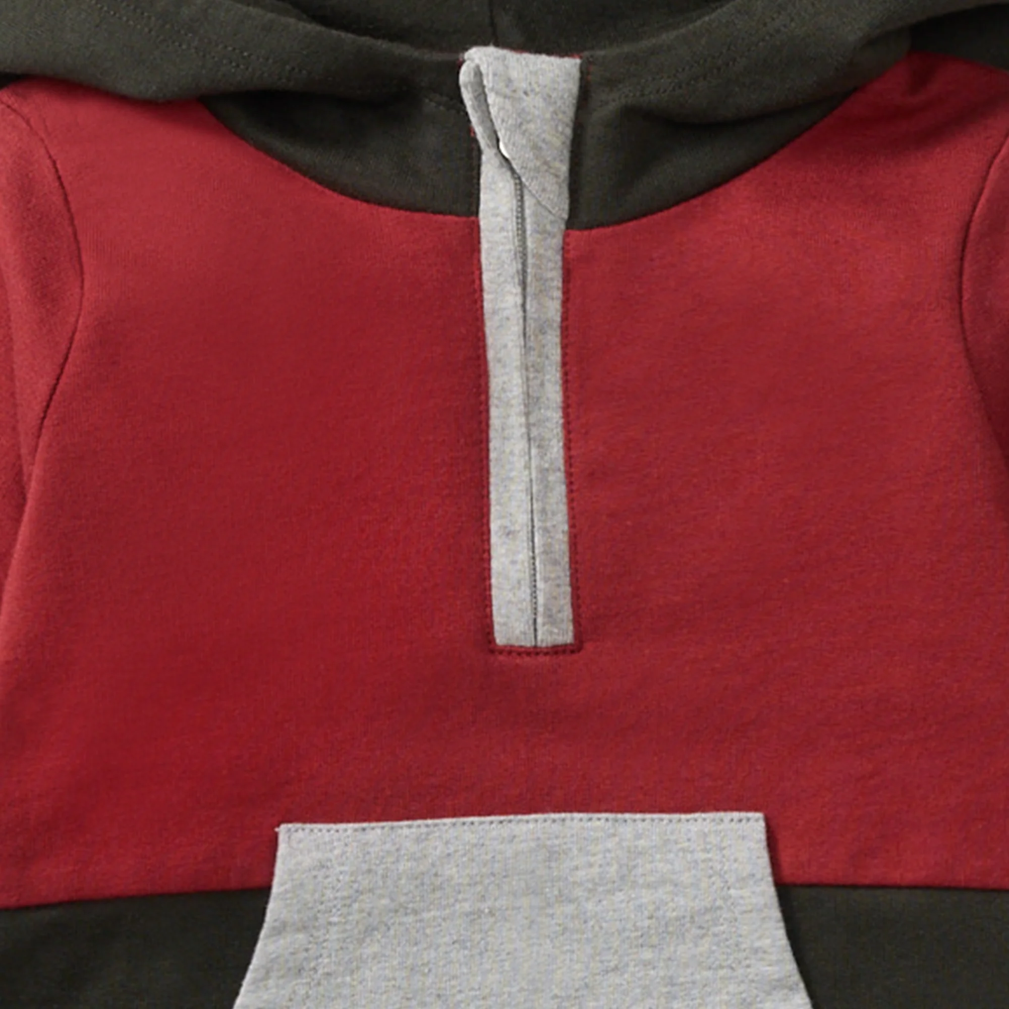 Color Blocked Sweatshirt & Pants Set - Brick Red - Image 4