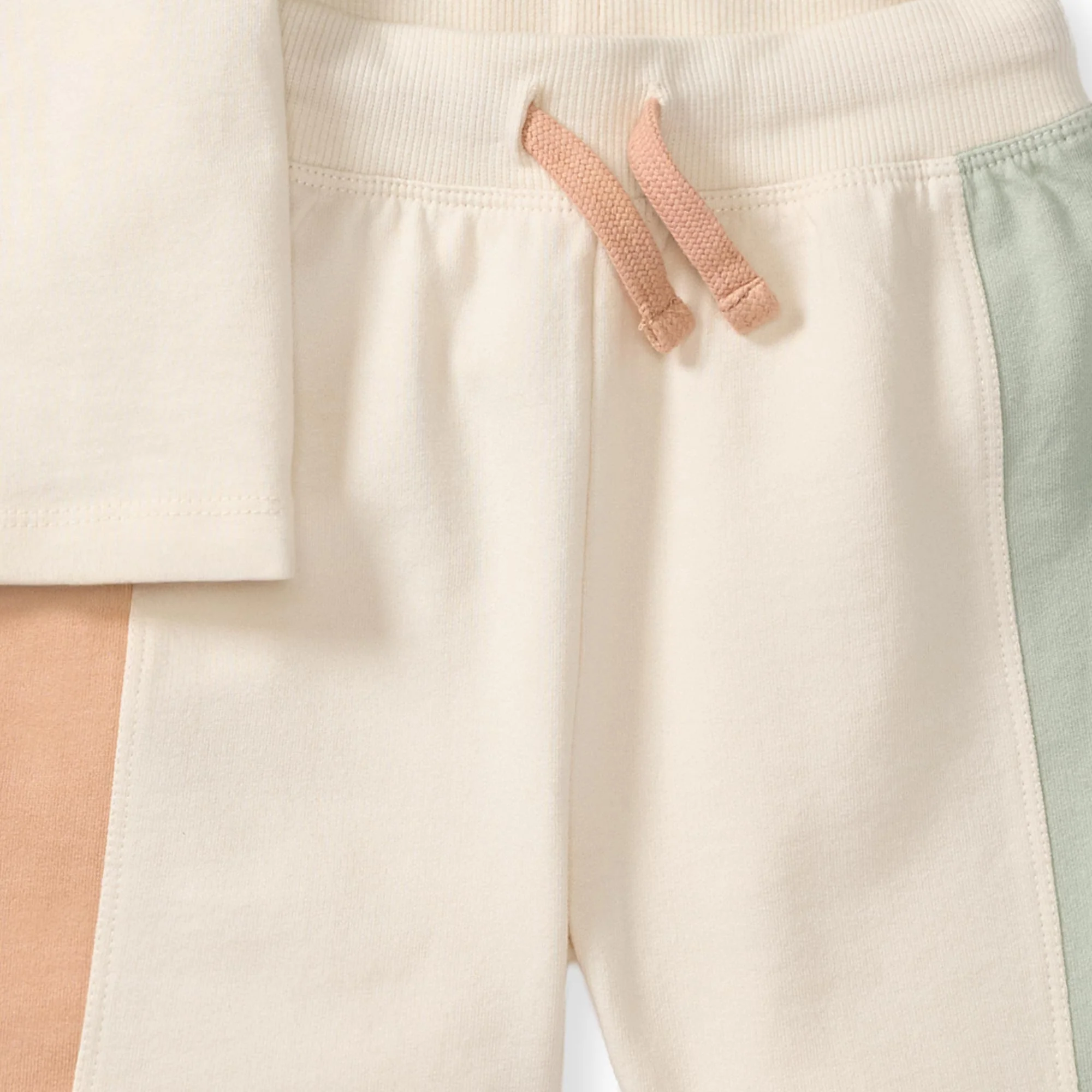 Color Blocked Tee & Shorts Set - Oat Beige - Image 3
