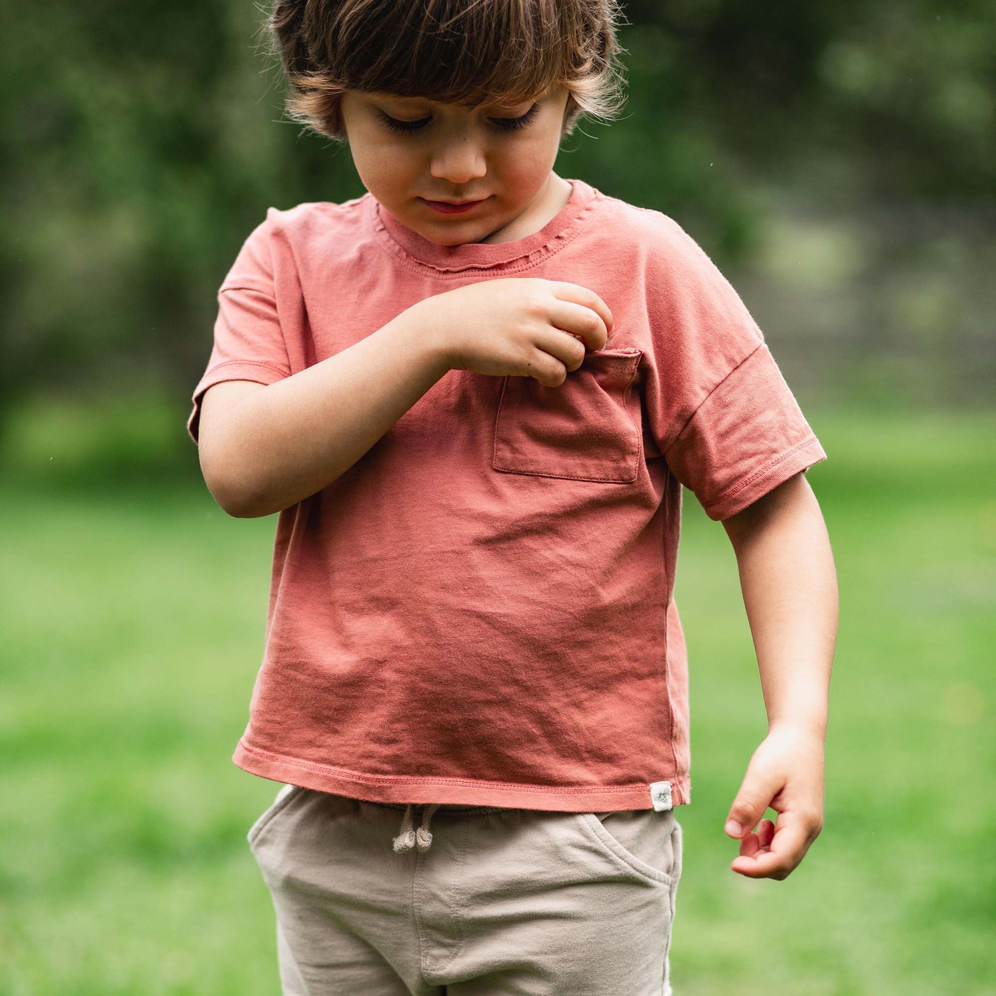 Drop Shoulder Organic Boy Tee & Pants Set - Cedar - Image 6