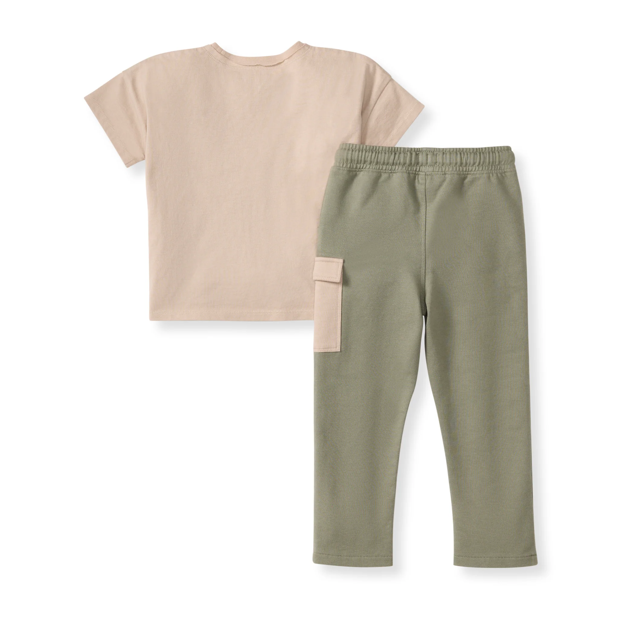 Drop Shoulder Organic Boy Tee & Pants Set - Soft Mocha - Image 3