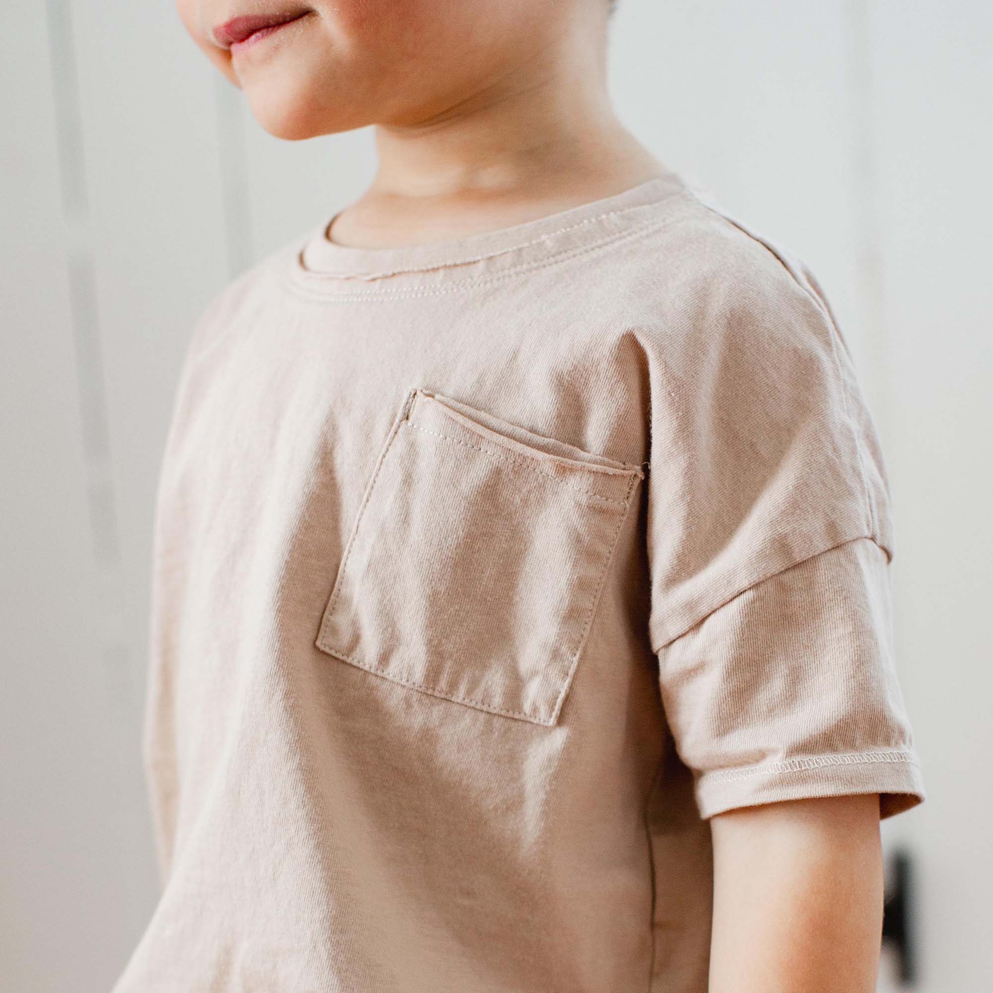 Drop Shoulder Organic Boy Tee & Pants Set - Soft Mocha - Image 7