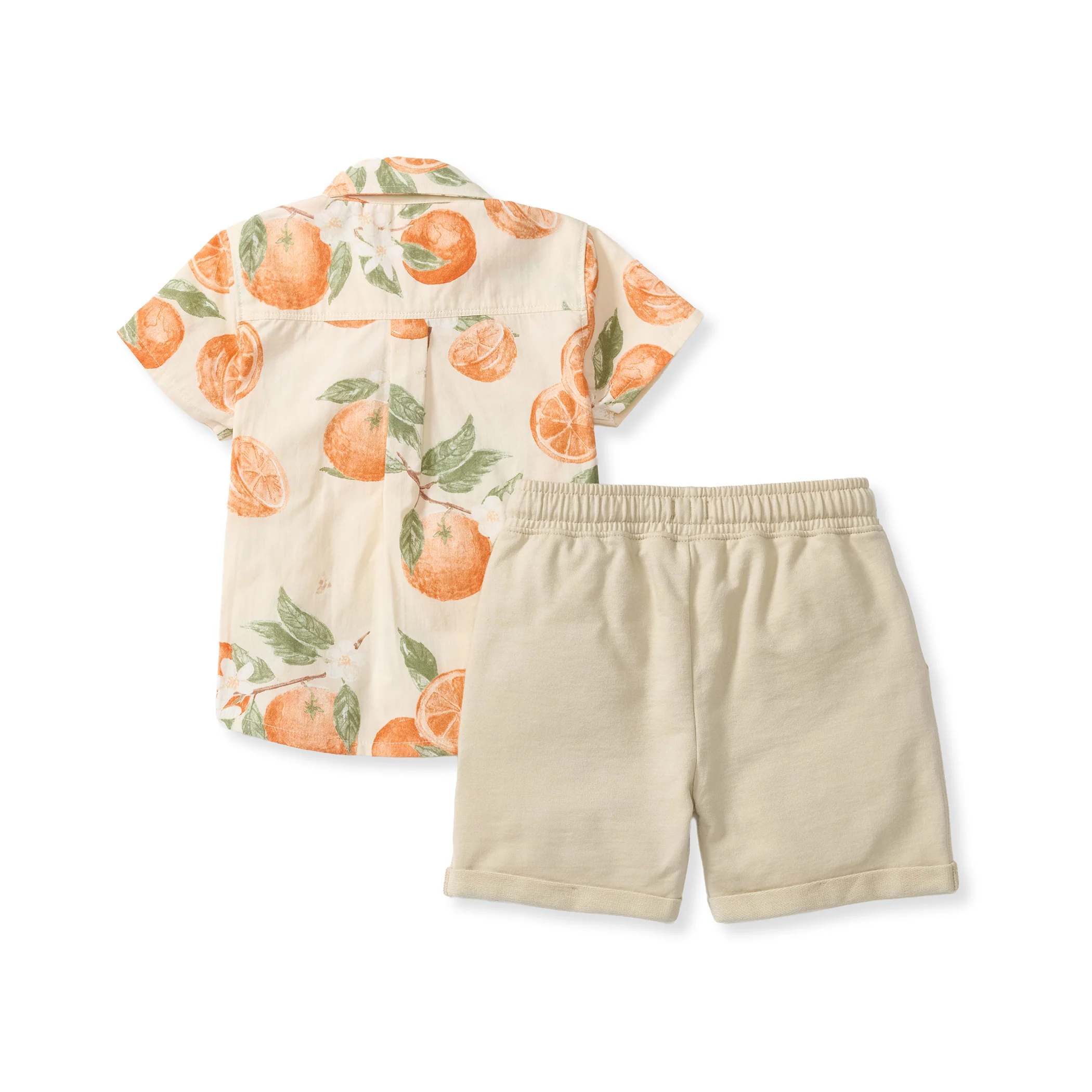 Dubrovnik Oranges Matching Button Down Shirt & Shorts Set - Image 3
