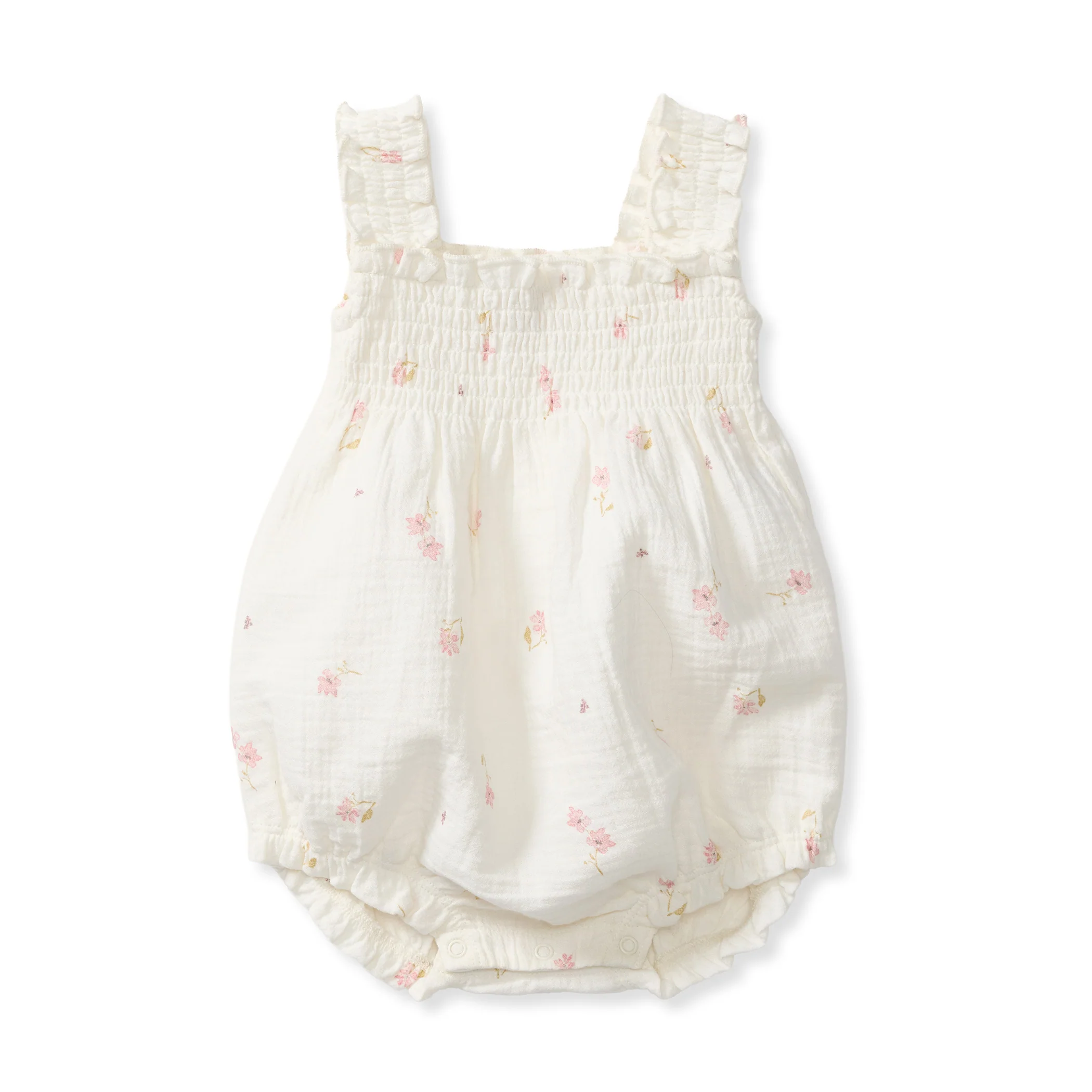 Floral Muslin Baby Girl Romper - Image 4