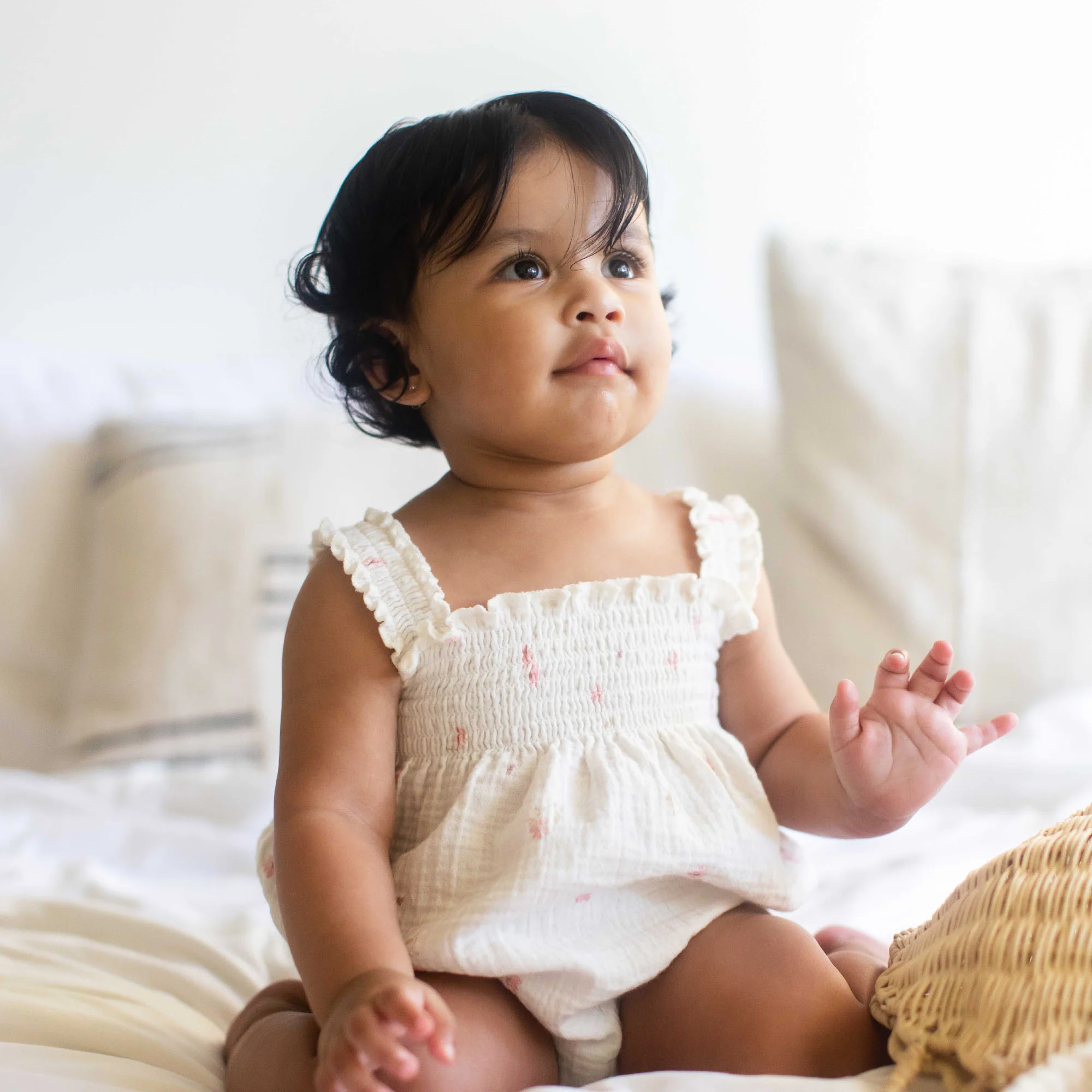 Floral Muslin Baby Girl Romper - Image 5