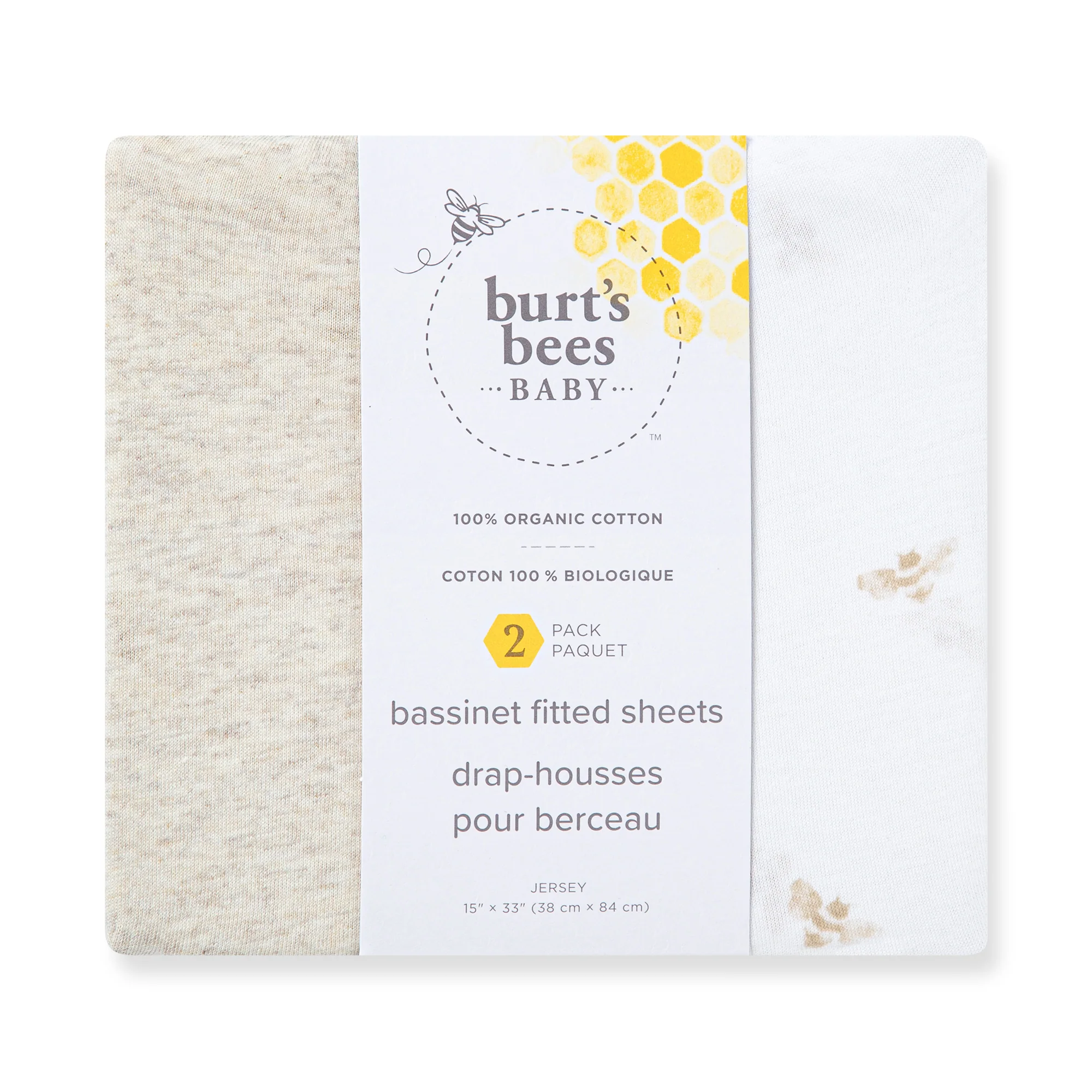 Golden Bee Organic Cotton BEESNUG® Fitted Bassinet Sheet 2 Pack - Image 3