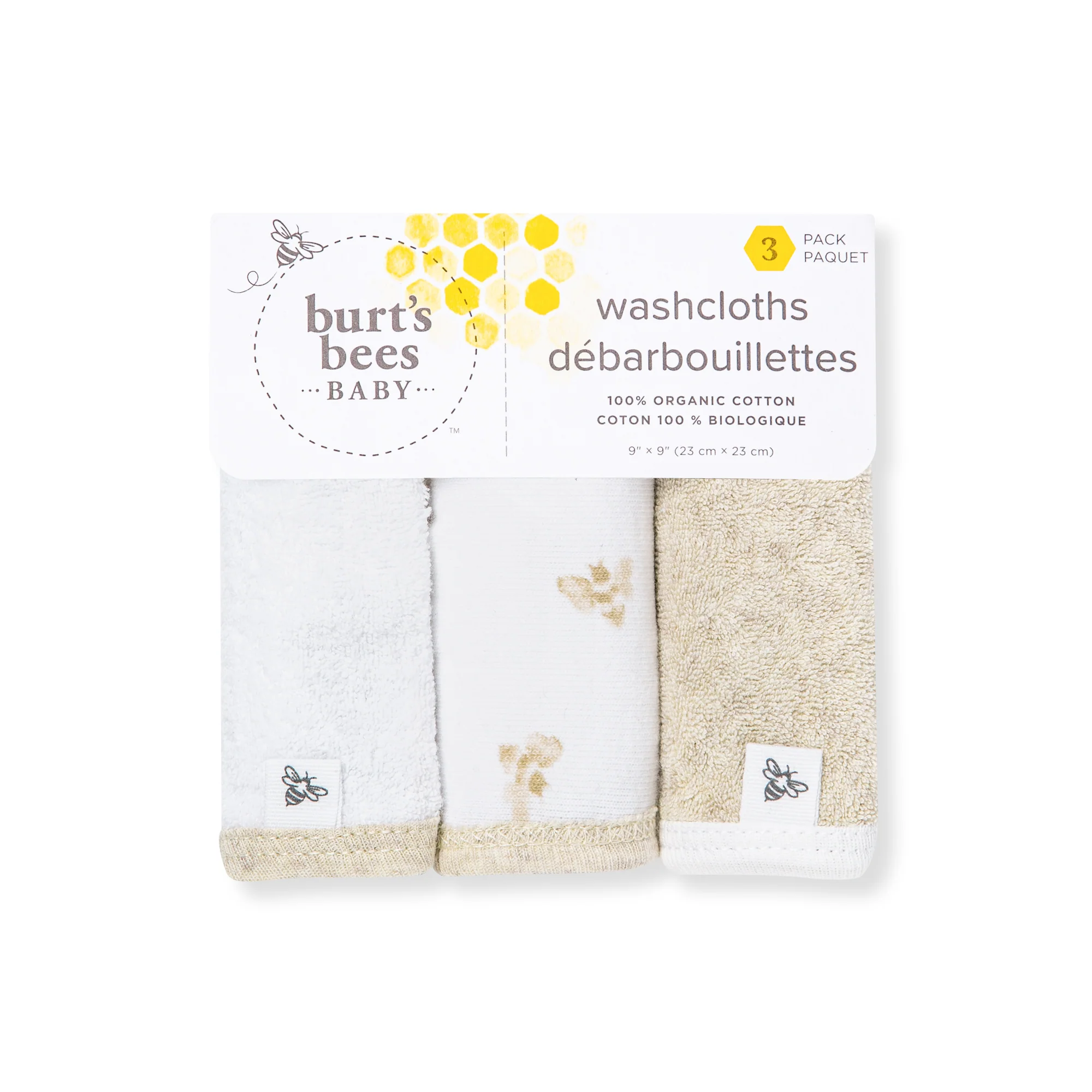 Golden Bee Organic Cotton Knit Terry Washcloths 3 Pack - Image 3