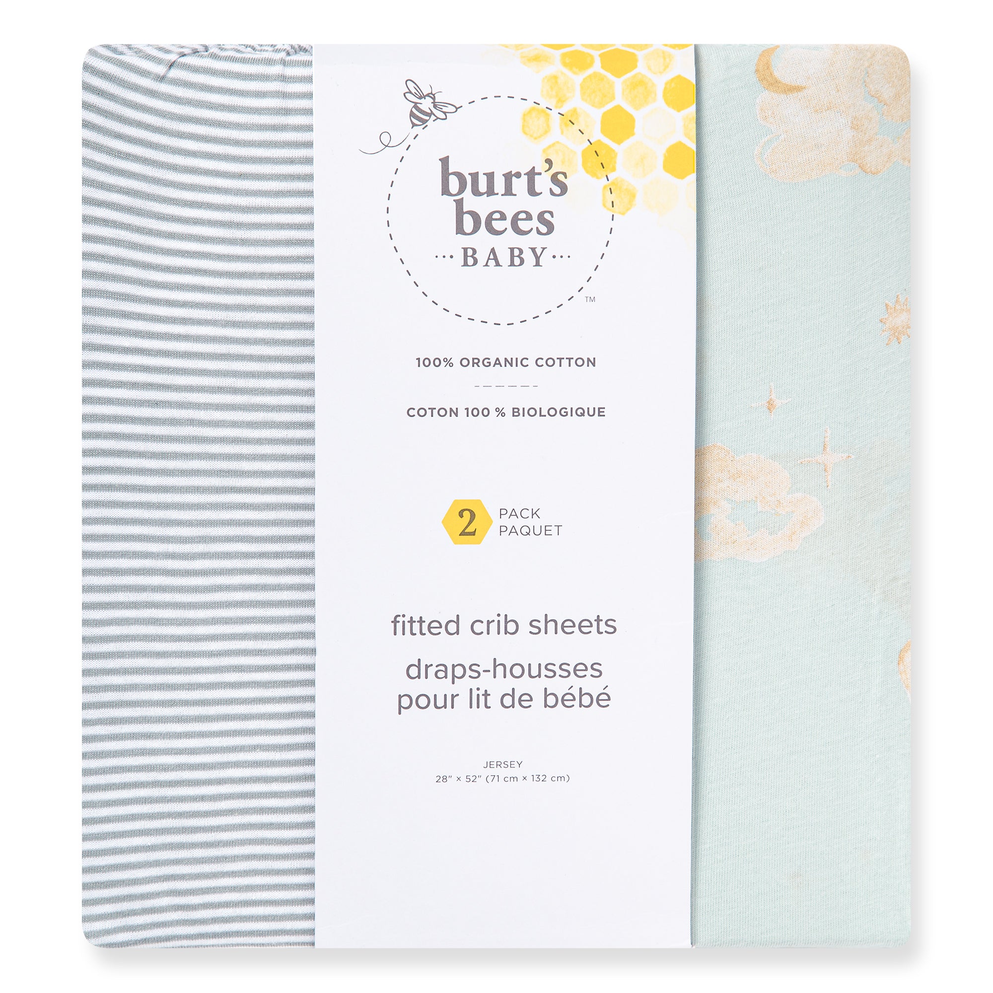 Good Night Sky Organic Cotton Crib Sheets Set of 2 - Ice Flow - Image 3