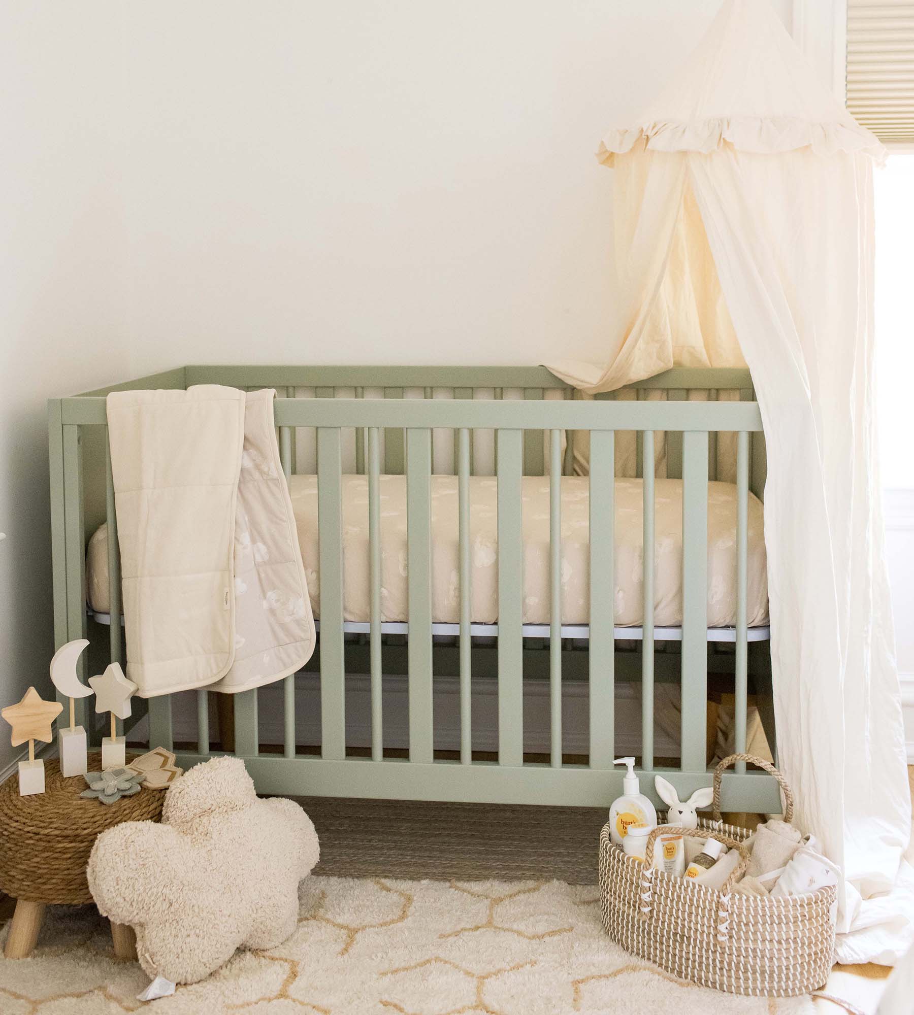 Good Night Sky Organic Cotton Crib Sheets Set of 2 - Limestone - Image 4