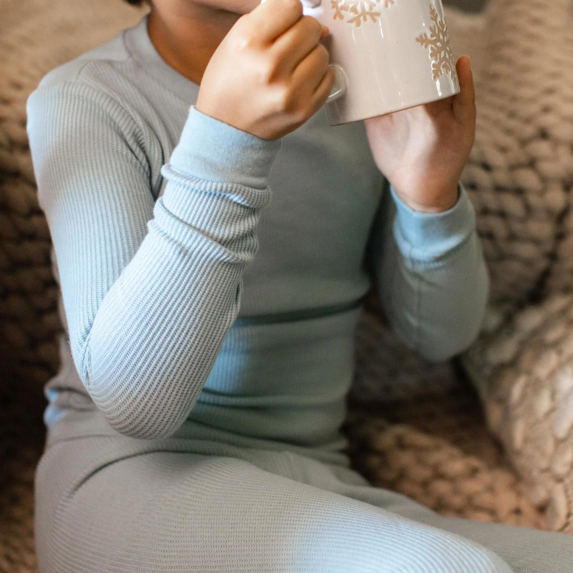 Honeysoft™ Mommy & Me Matching Thermal Lyocell Pajamas - Mountain Blue - Image 10