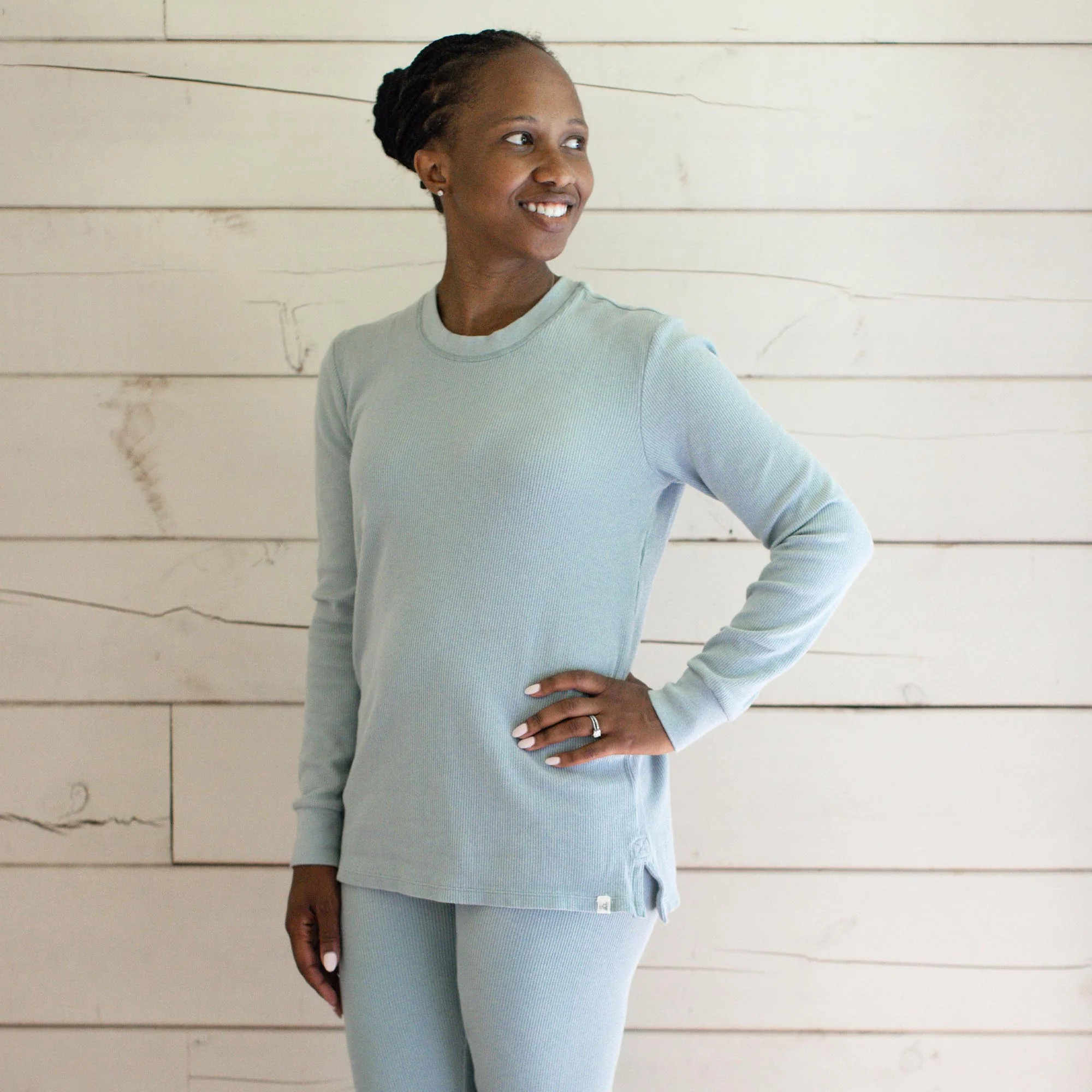 Honeysoft™ Mommy & Me Matching Thermal Lyocell Pajamas - Mountain Blue - Image 3