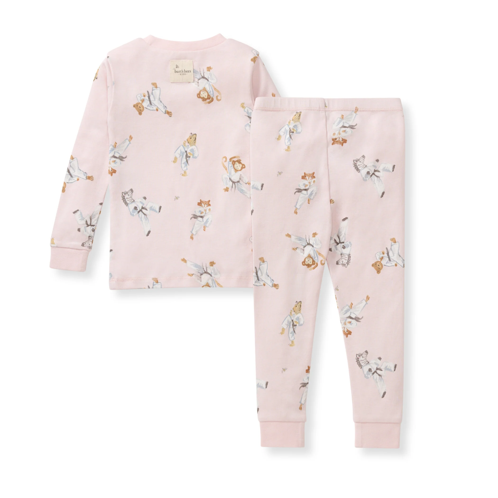 Karate Creatures Organic Cotton Two-Piece Pajamas - Chalky Pink - Image 3