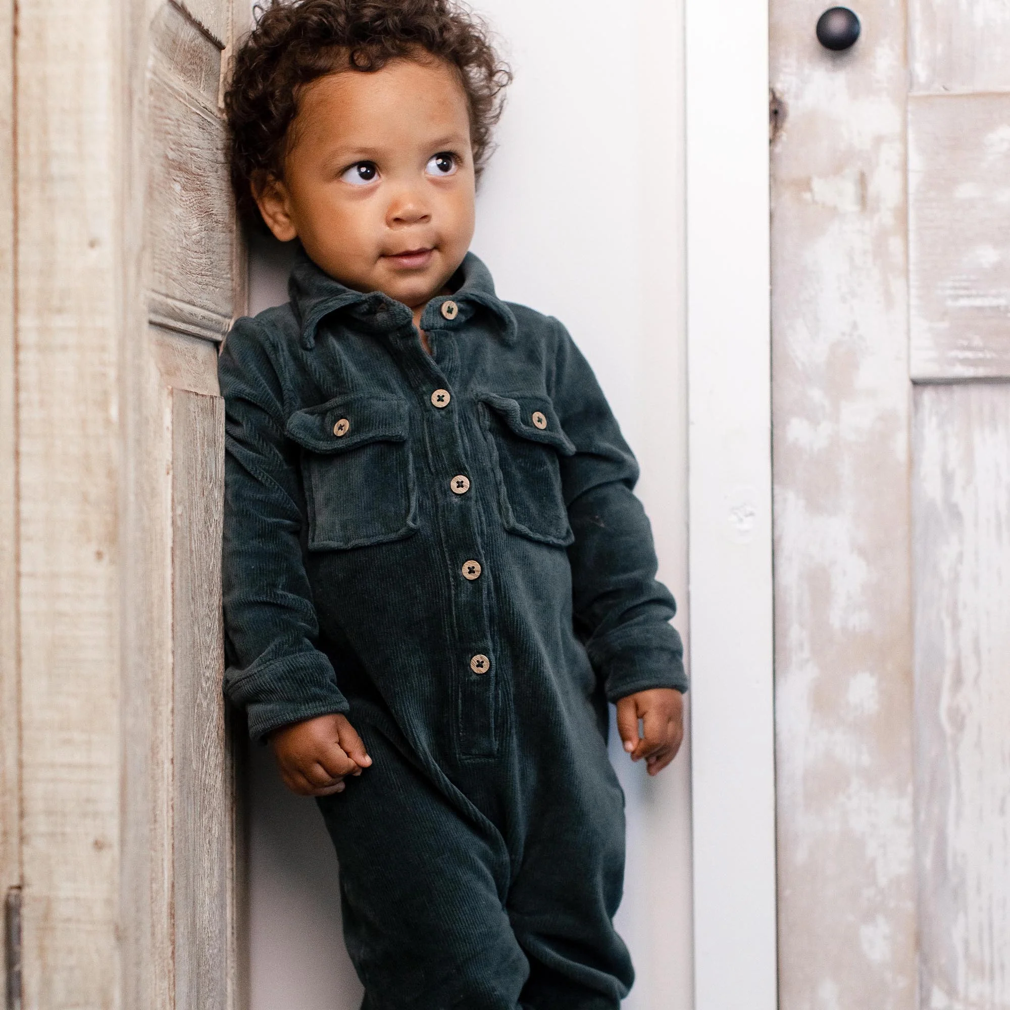 Knit Corduroy Organic Baby Boy Jumpsuit - Image 4