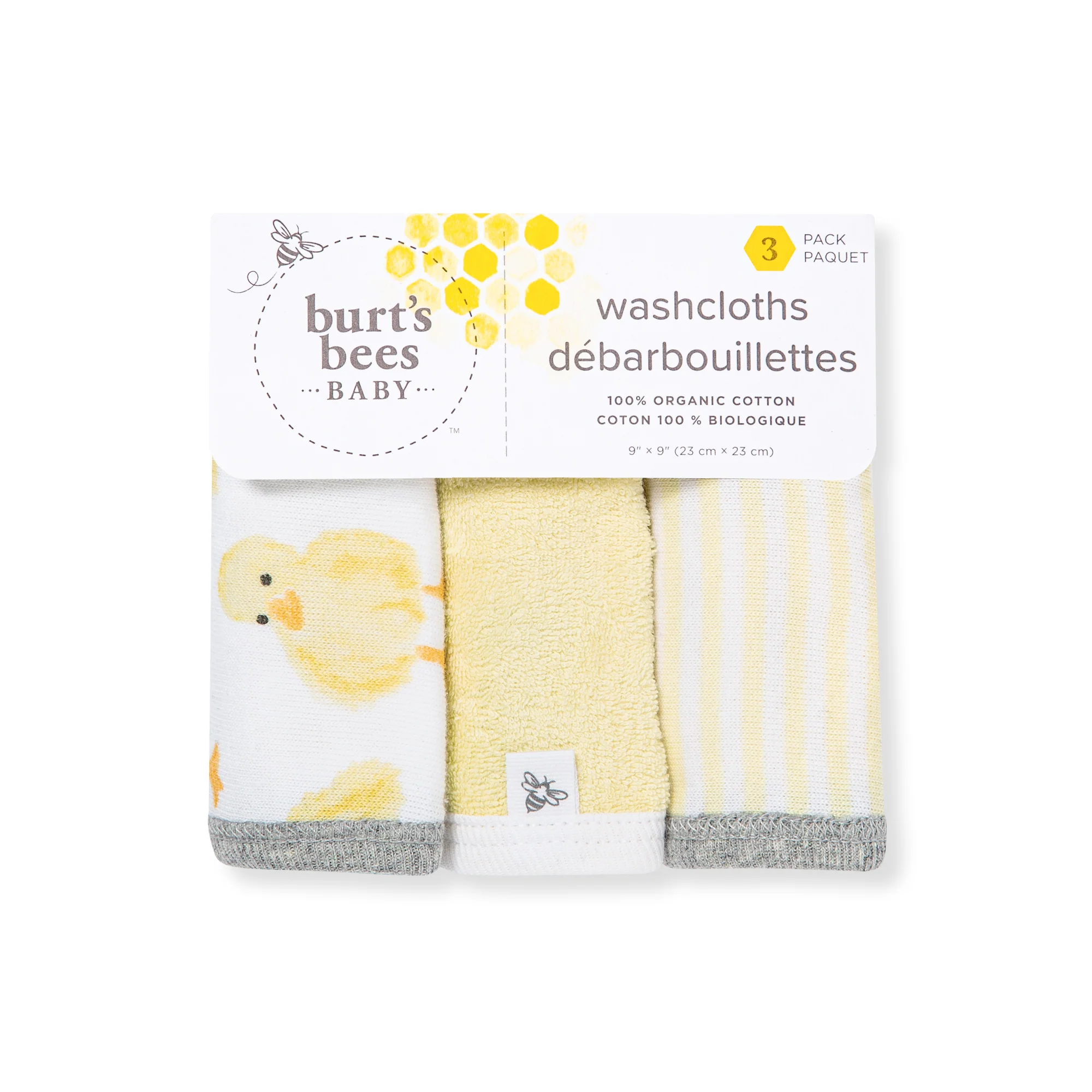 Little Ducks Organic Cotton Washcloths 3 Pack - Image 3