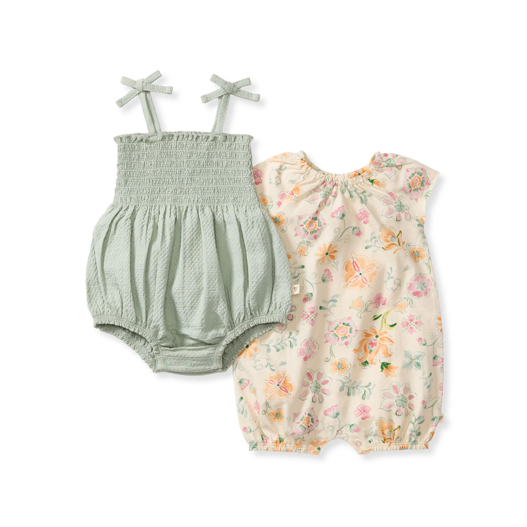 Mediterranean Floral Baby Girl Bubble Romper 2-Pack Set - Image 4