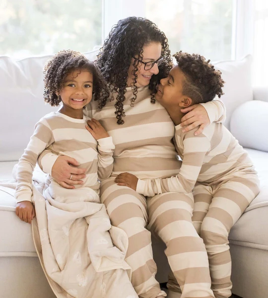 Mommy & Me Rugby Stripe Organic Cotton Pajamas - Oat - Image 5