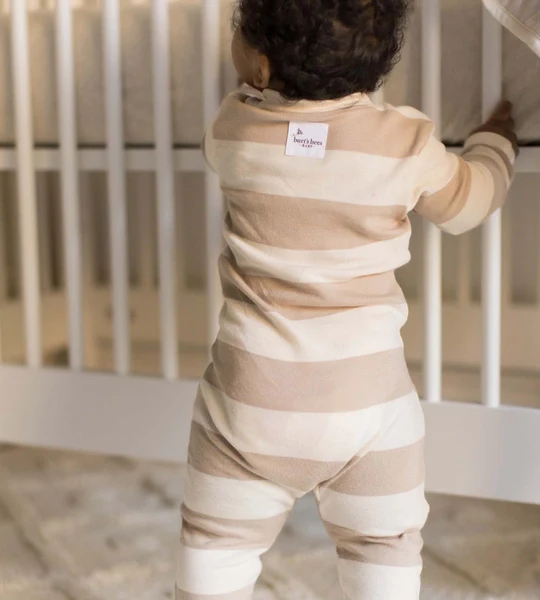Mommy & Me Rugby Stripe Organic Cotton Pajamas - Oat - Image 7