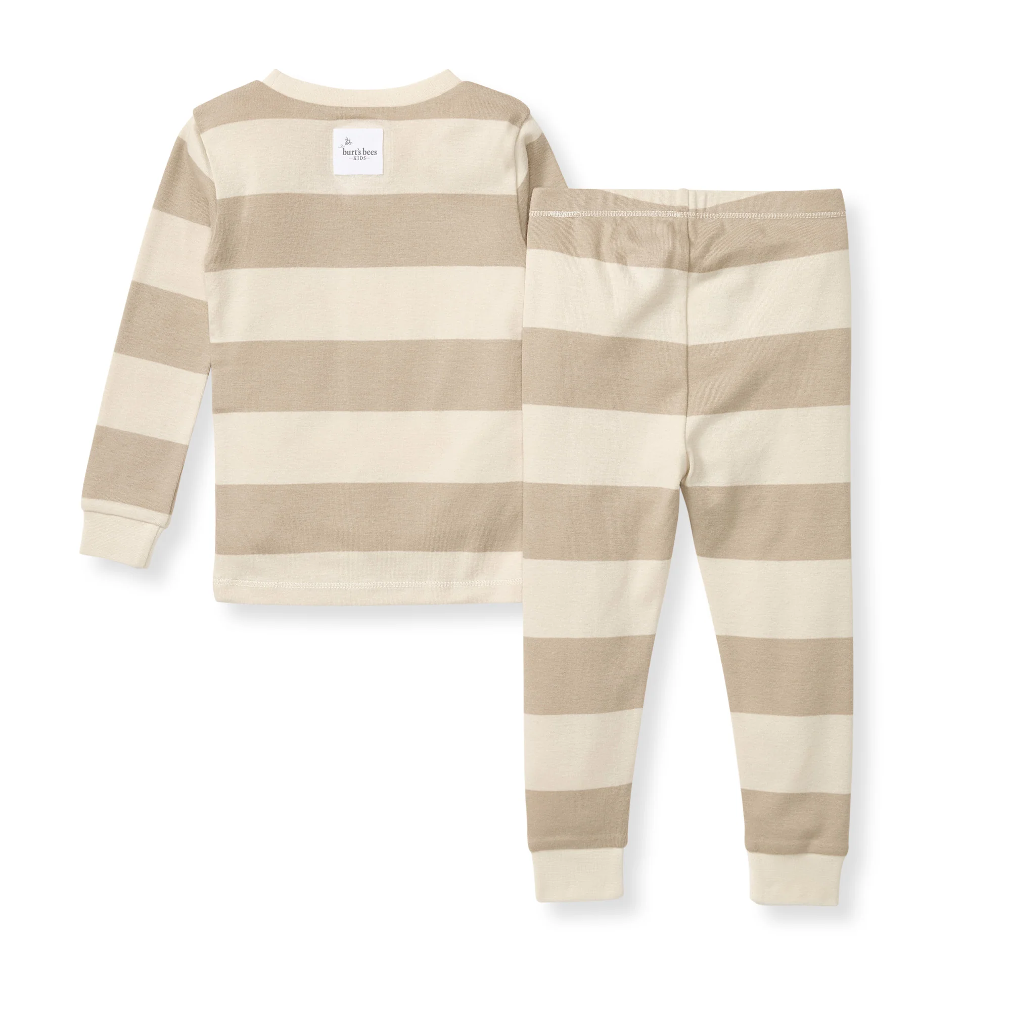 Mommy & Me Rugby Stripe Organic Cotton Two-Piece Pajamas - Oat - Image 3