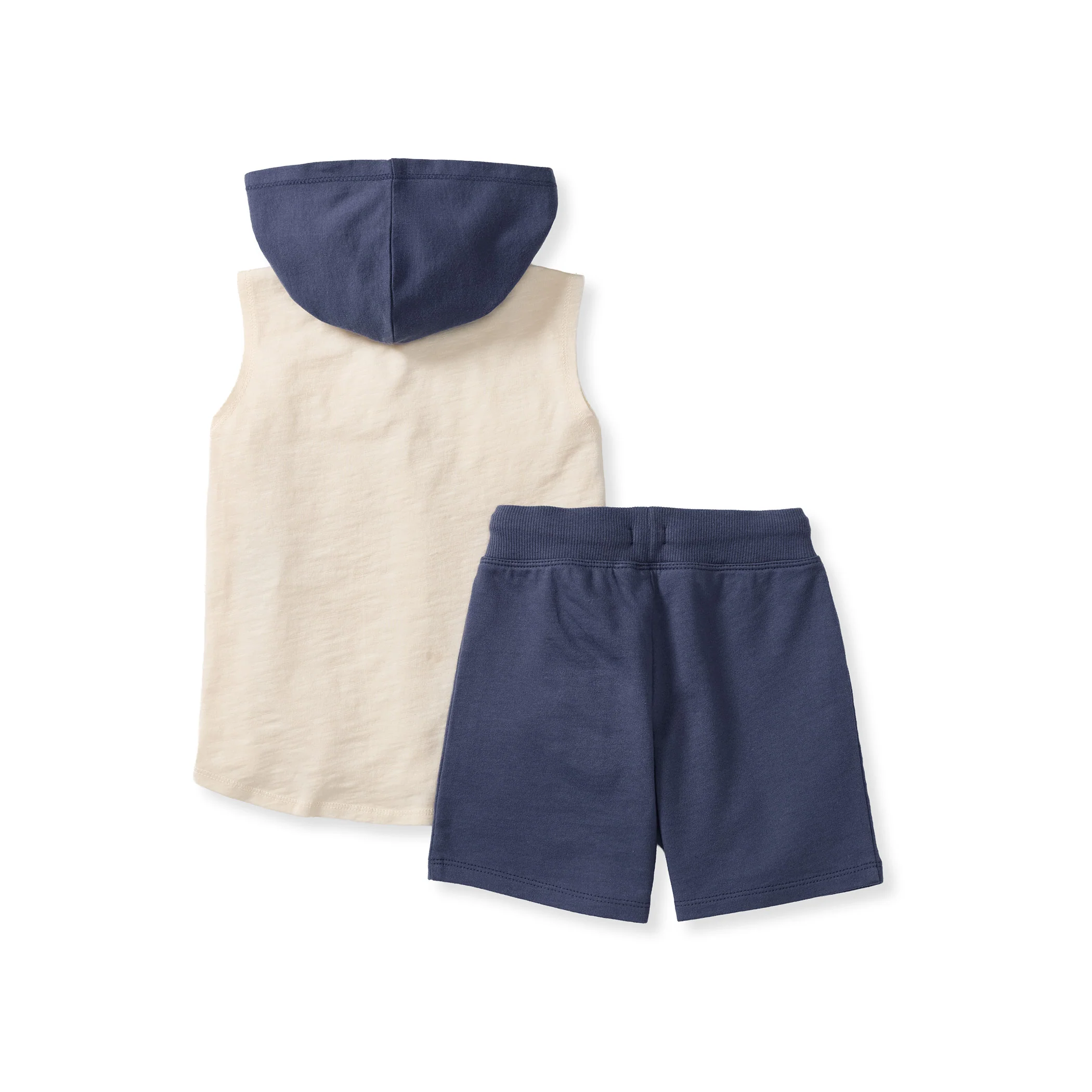 Organic Boy Slub Hooded Sleeveless Shirt & Shorts Set - Image 3