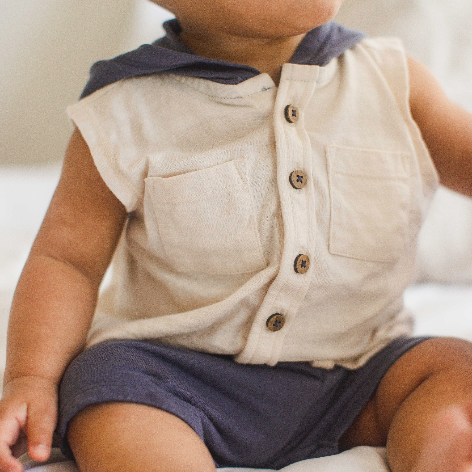 Organic Boy Slub Hooded Sleeveless Shirt & Shorts Set - Image 7
