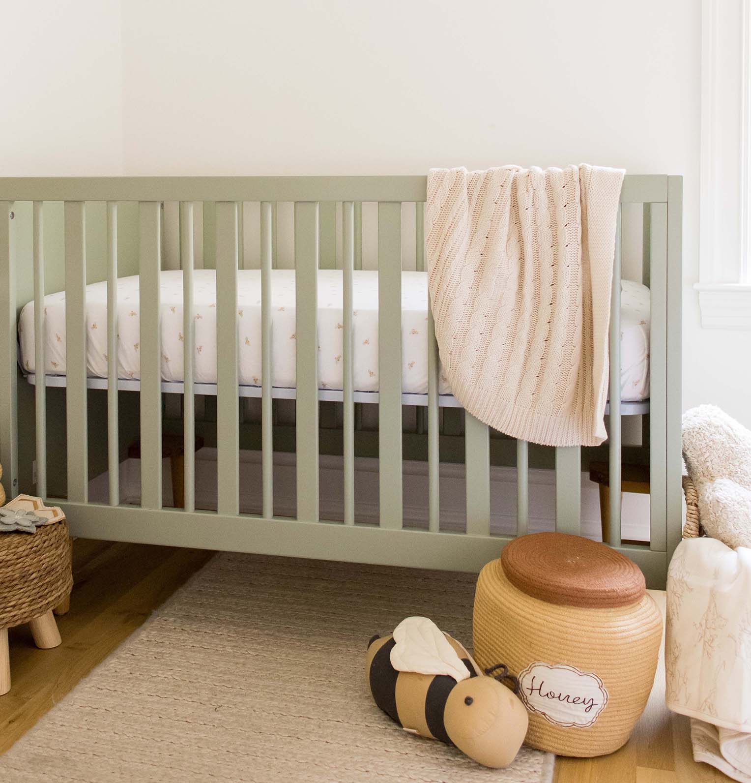 Organic Cotton Cable Knit Baby Blanket - Oat - Image 2