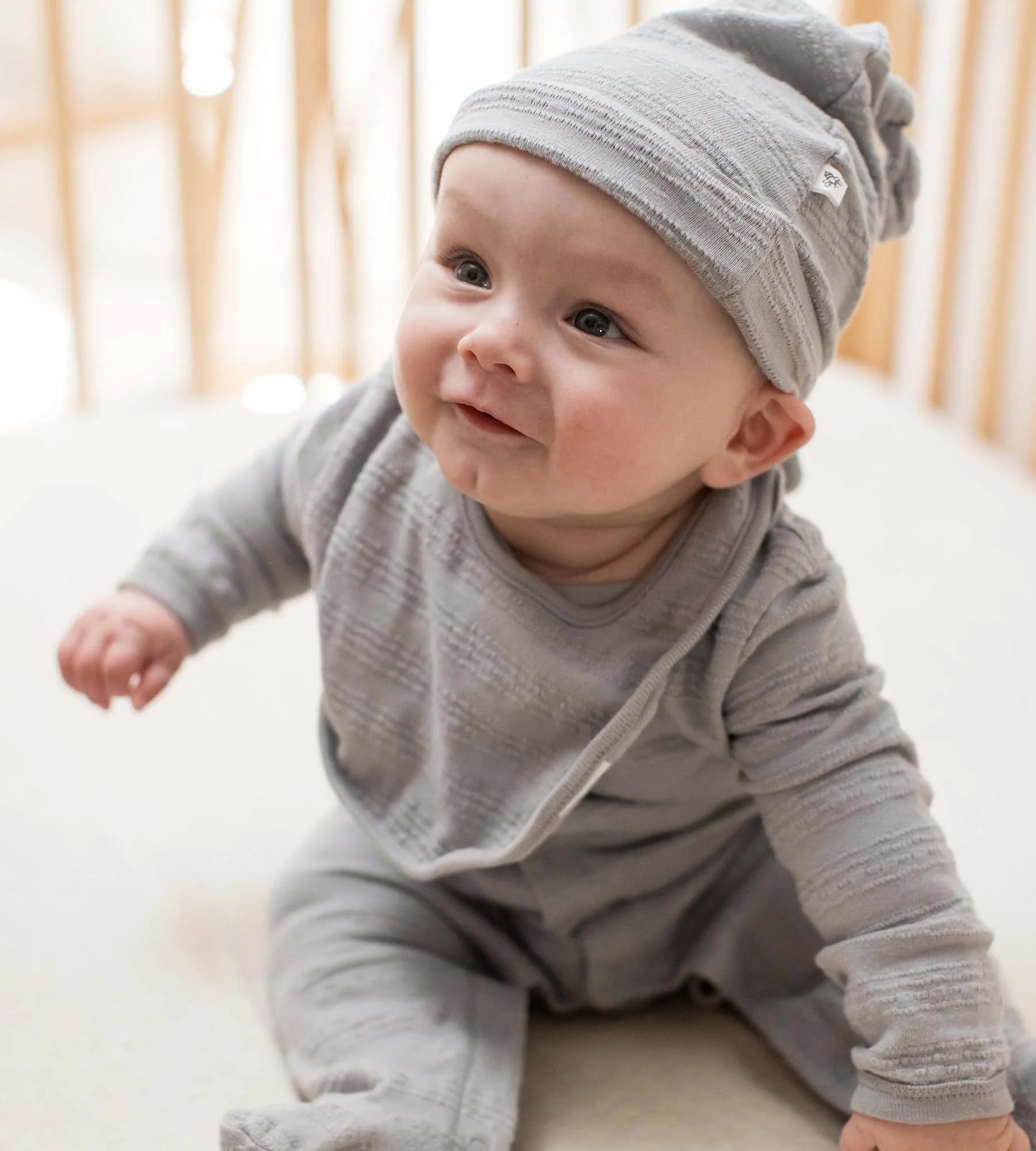 Organic Cotton Jumpsuit, Bib & Hat 3 Piece Set - Quarry - Image 4