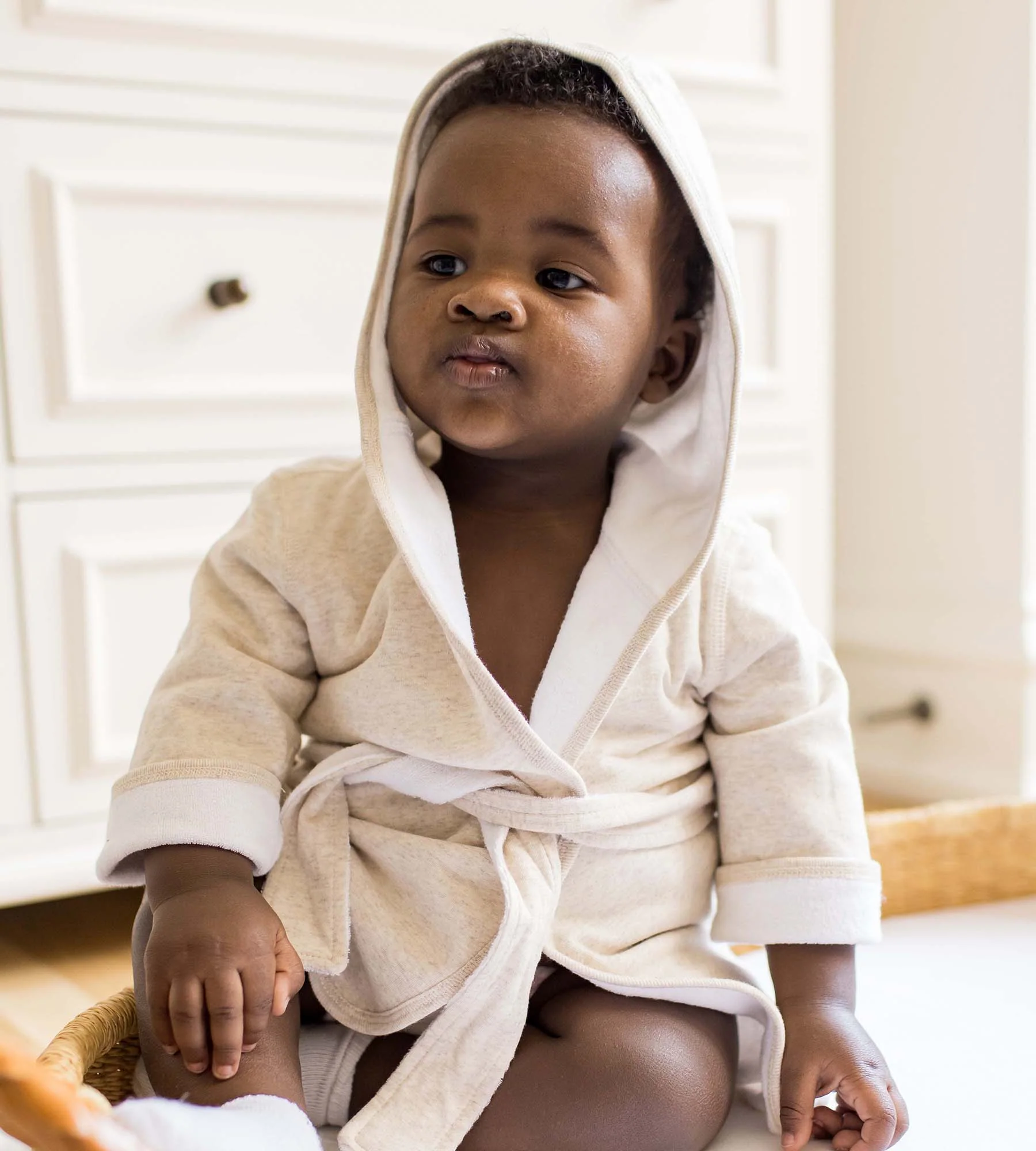 Organic Cotton Knit Terry Hooded Robe - Image 3