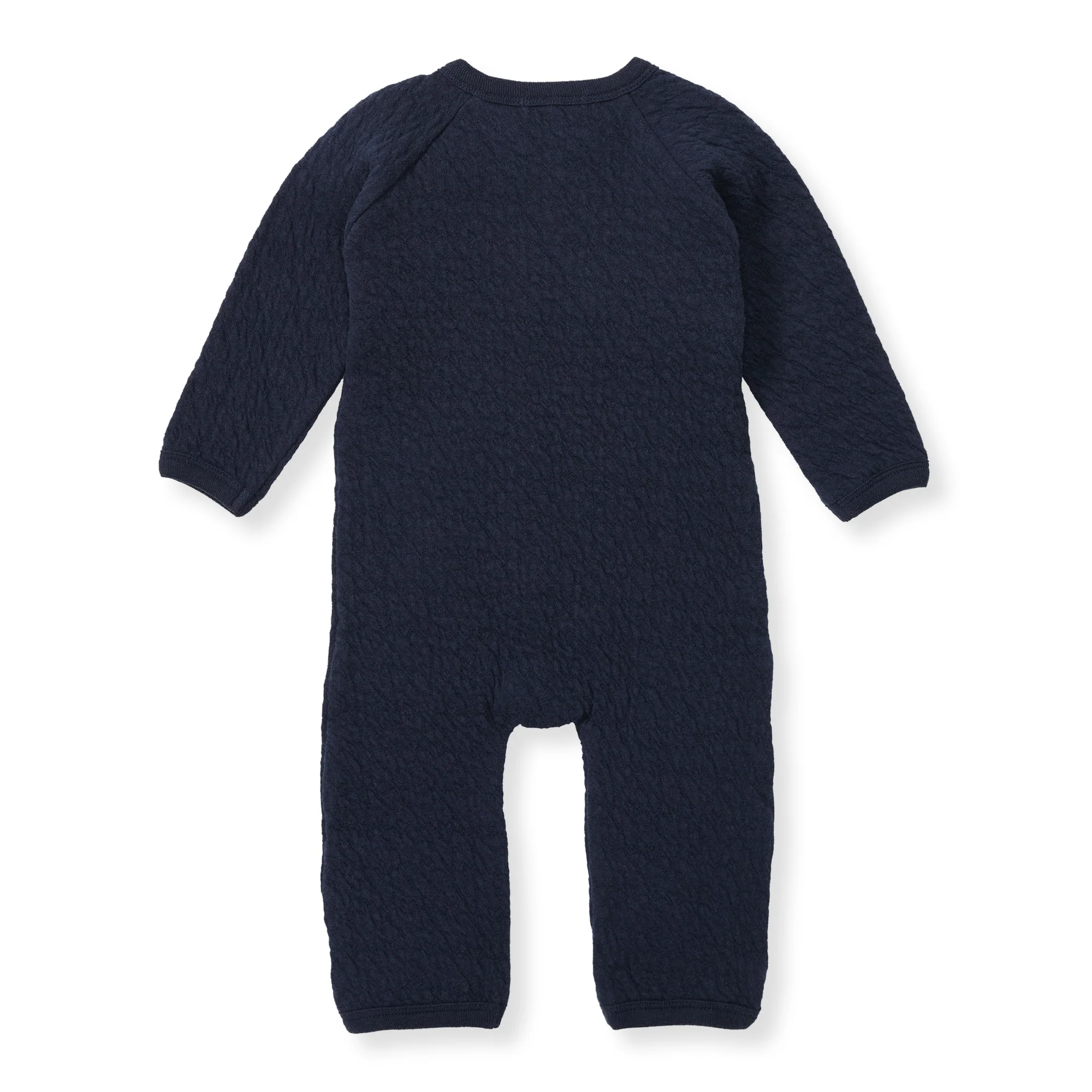 Organic Cotton Quilted Bee Wrap-Front Baby Jumpsuit - Midnight - Image 3