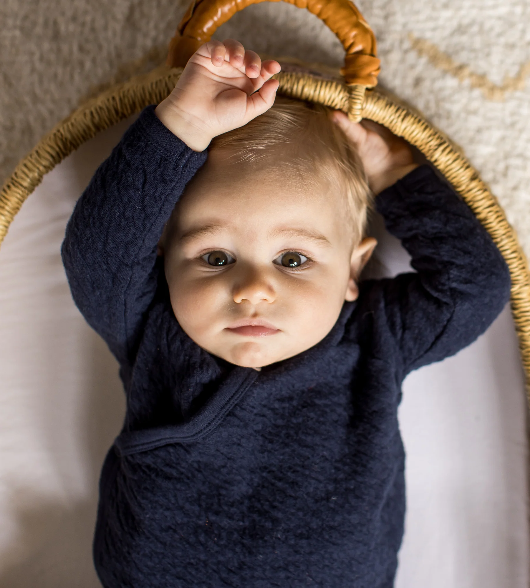 Organic Cotton Quilted Bee Wrap-Front Baby Jumpsuit - Midnight - Image 4