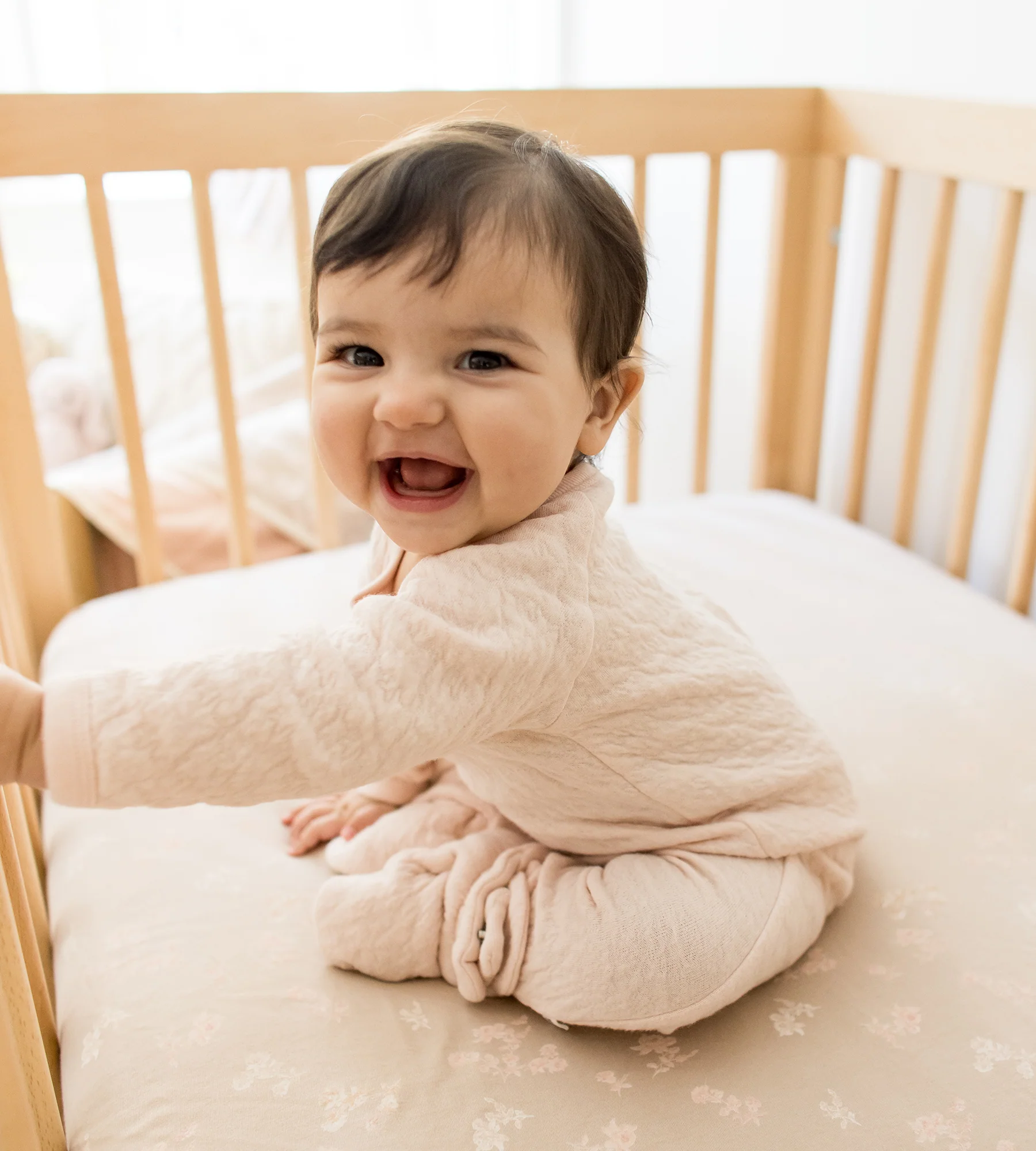Organic Cotton Quilted Bee Wrap-Front Baby Jumpsuit - Ranunculus - Image 4