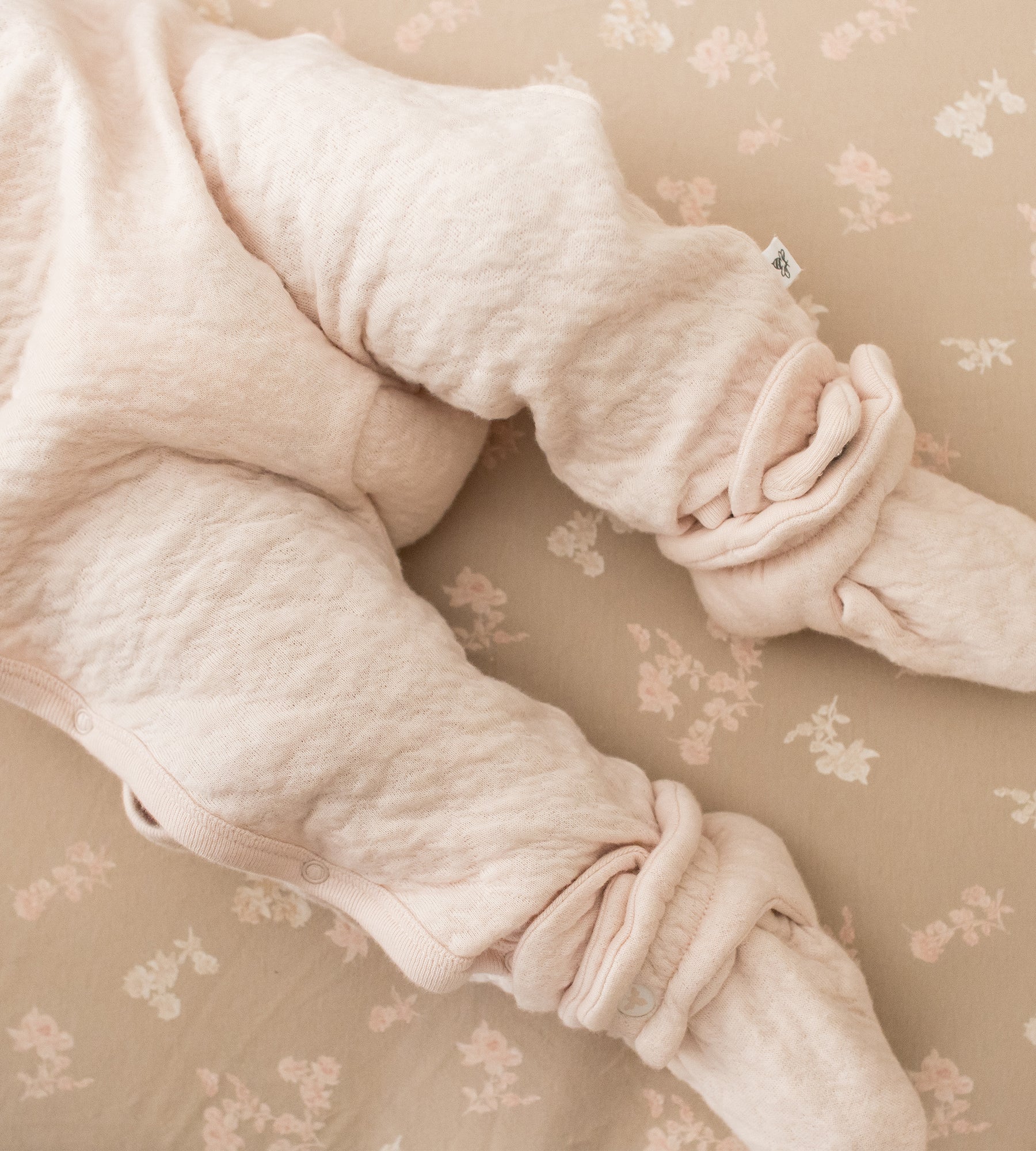 Organic Cotton Quilted Bee Wrap-Front Baby Jumpsuit - Ranunculus - Image 5