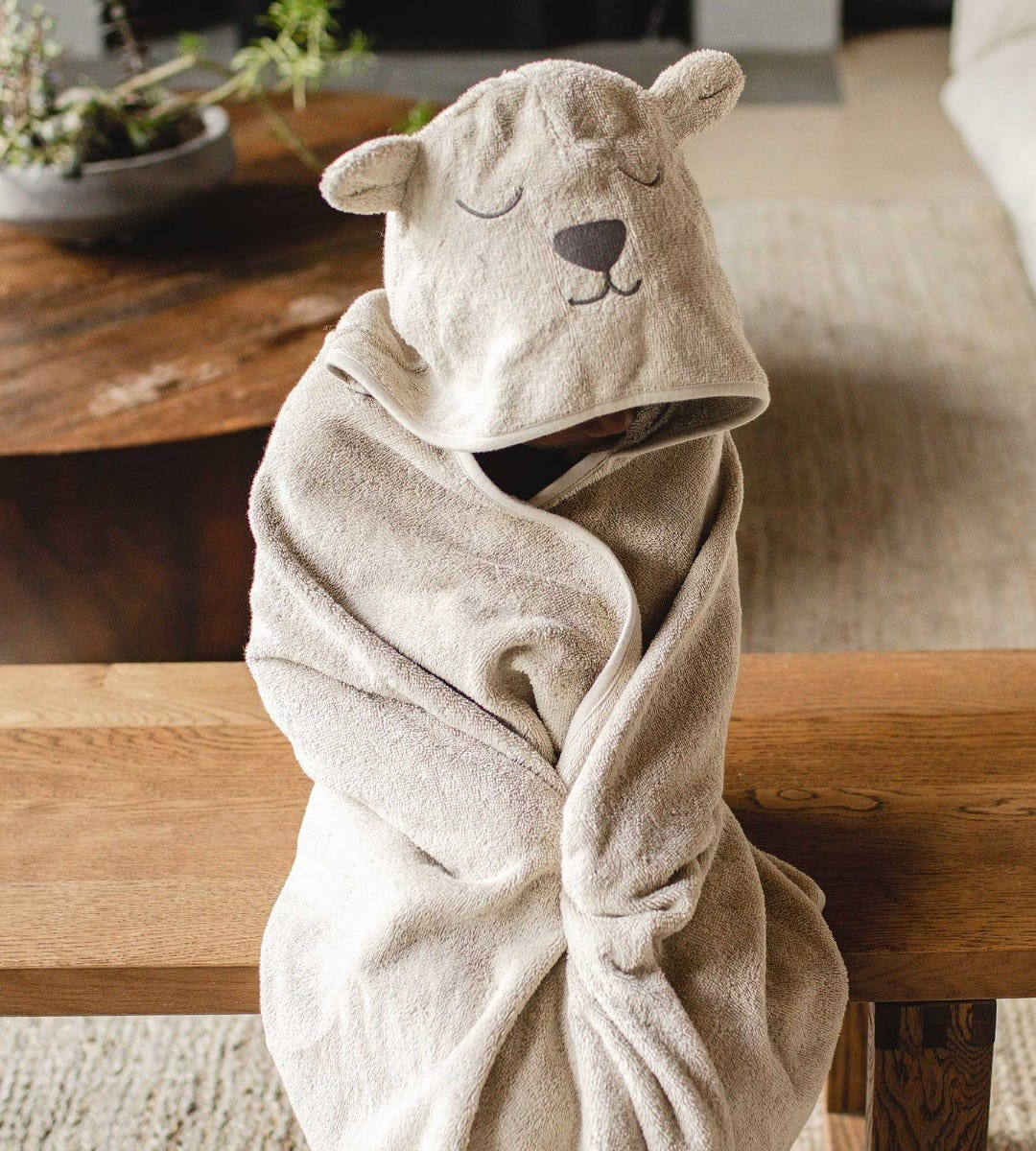 Organic Cotton Toddler Hooded Bear Towel - Image 4