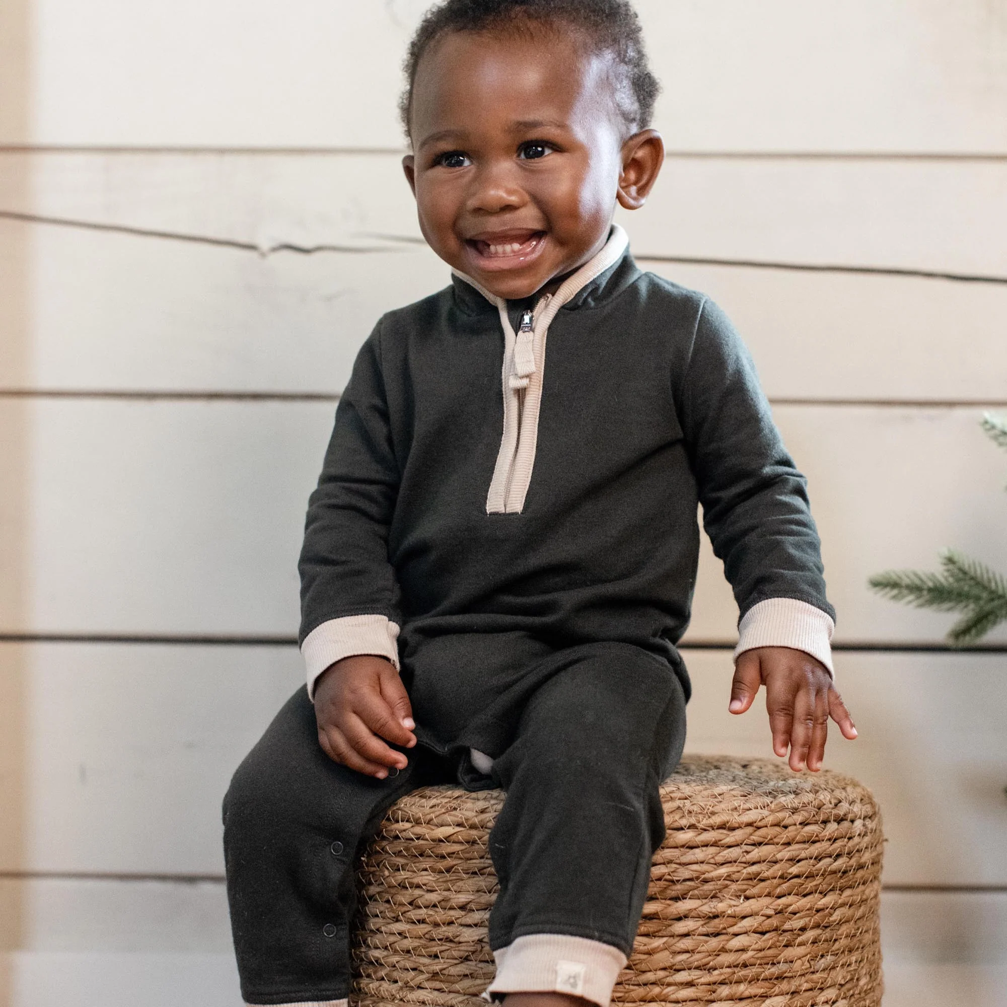 Quarter Zip Baby Boy Jumpsuit - Image 2