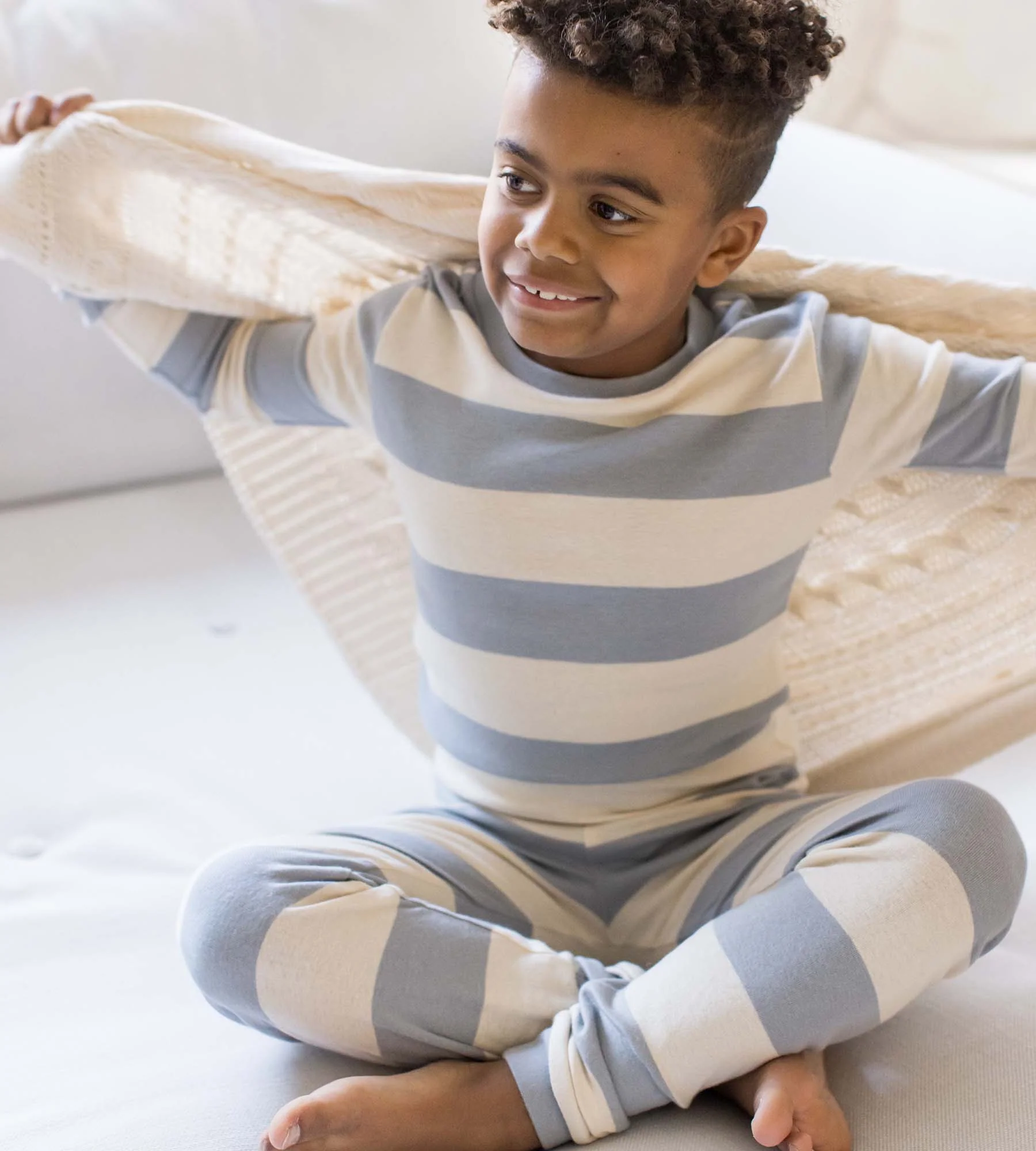 Rugby Stripe Organic Cotton Sleeper - Quarry - Image 5