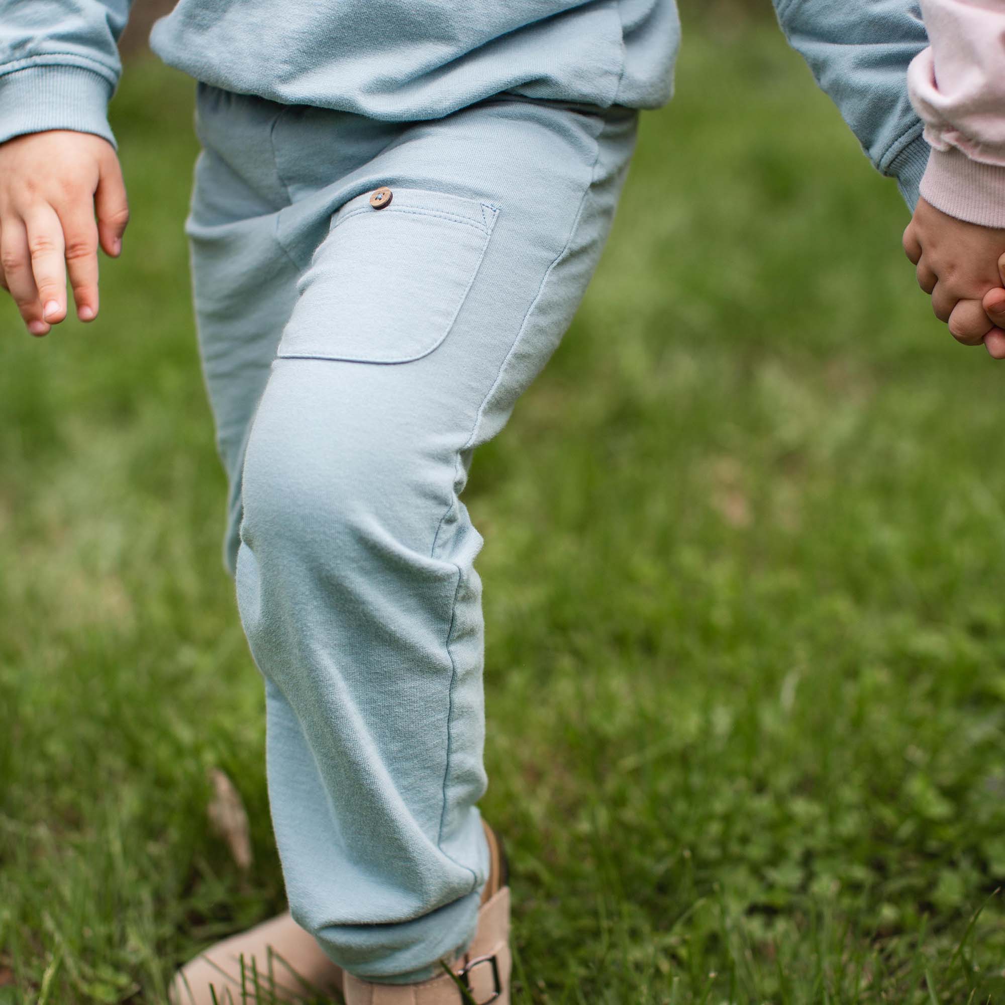 Seamed Organic Blue Sweatshirt & Pants Set - Image 5