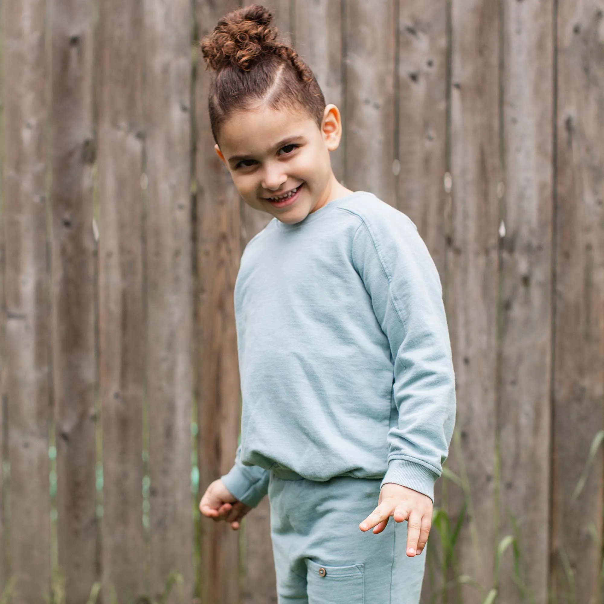Seamed Organic Blue Sweatshirt & Pants Set - Image 6
