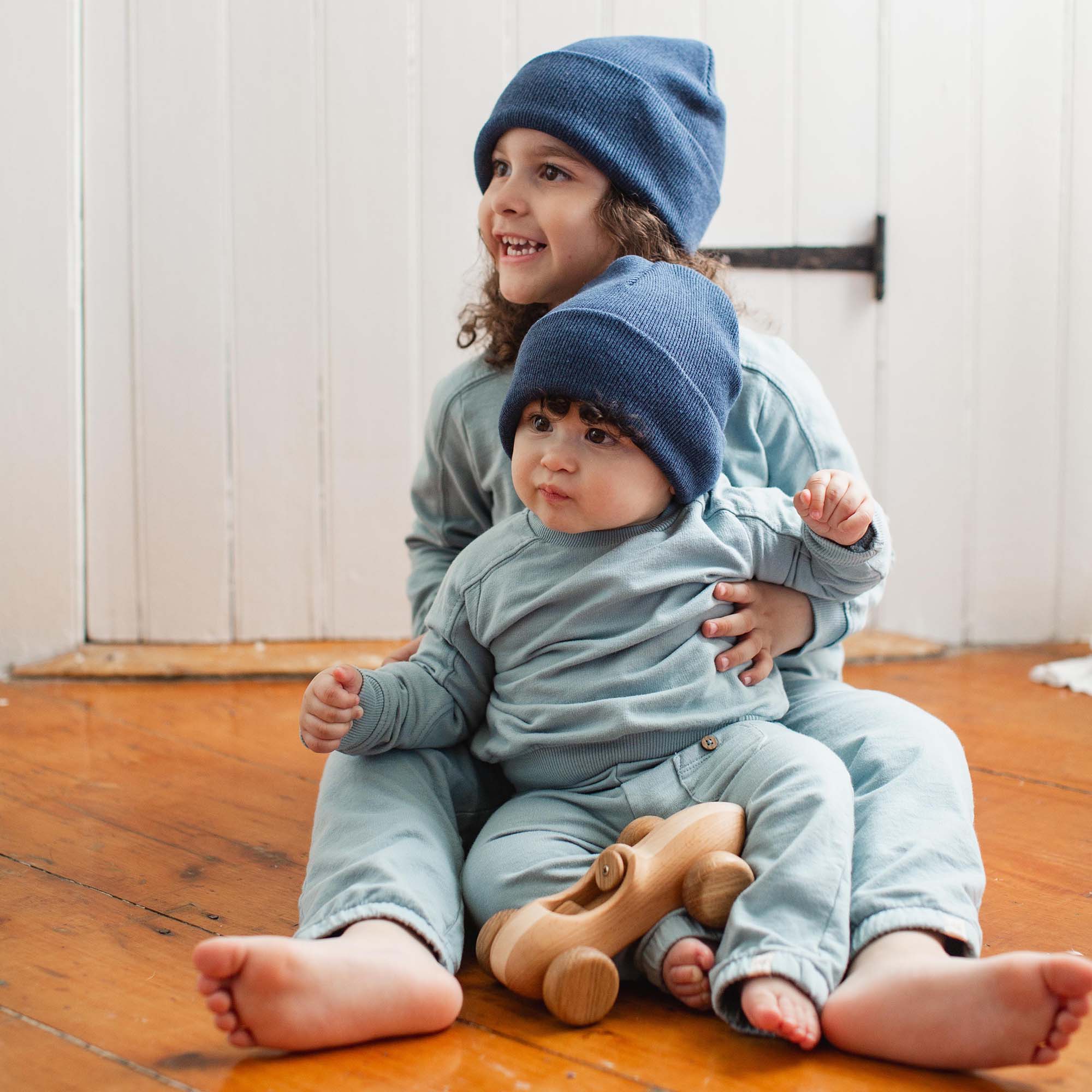 Seamed Organic Blue Sweatshirt & Pants Set - Image 7