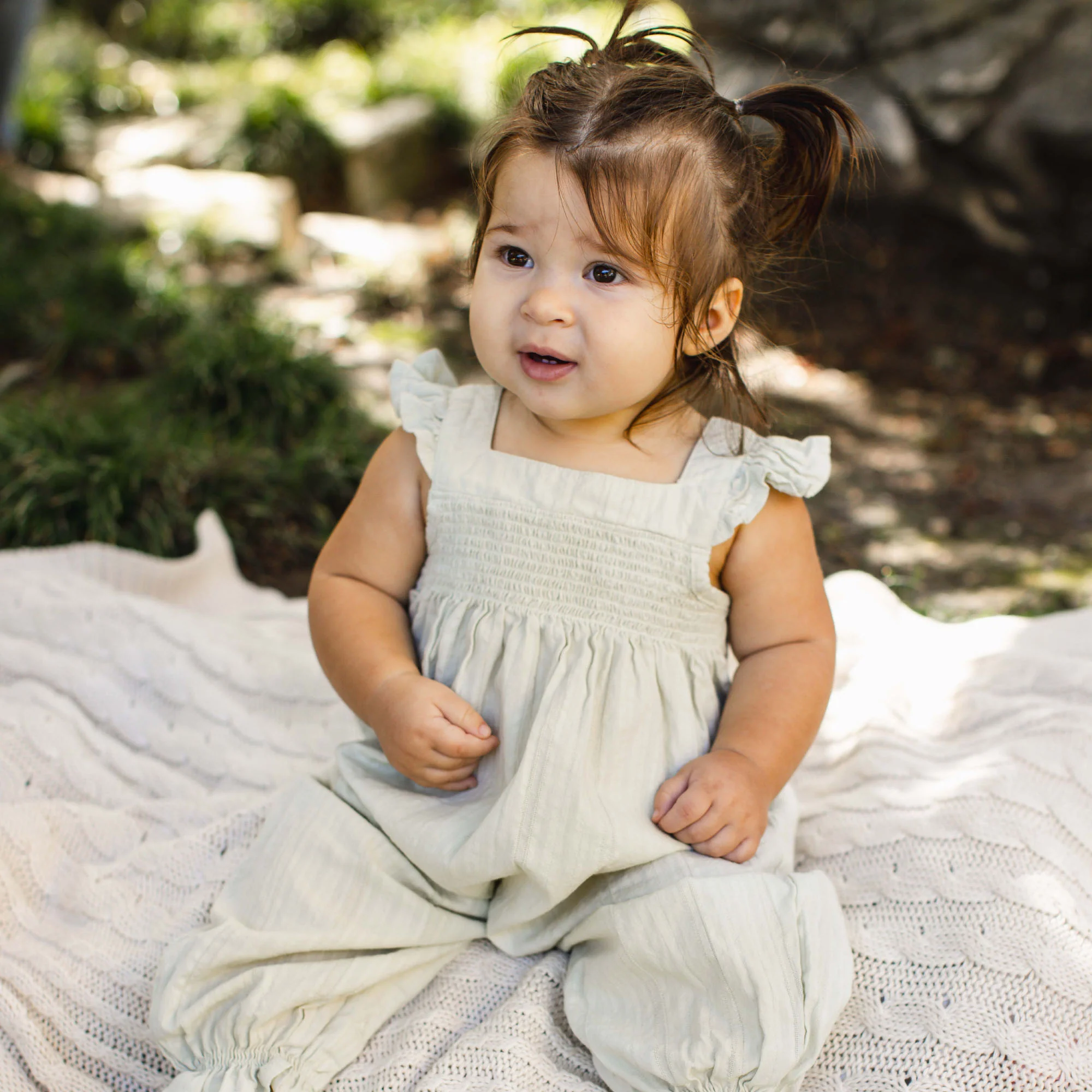 Seersucker Organic Baby Girl Jumpsuit - Image 2
